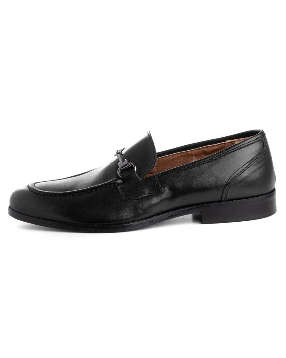 Mocassini College Uomo Scarpe Pelle Nero Eleganti Fibbia Casual Sportive Cuoio GIOSAL-S1223A