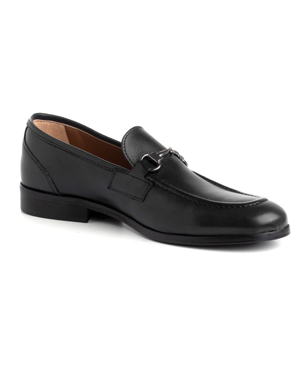 Mocassini College Uomo Scarpe Pelle Nero Eleganti Fibbia Casual Sportive Cuoio GIOSAL-S1223A