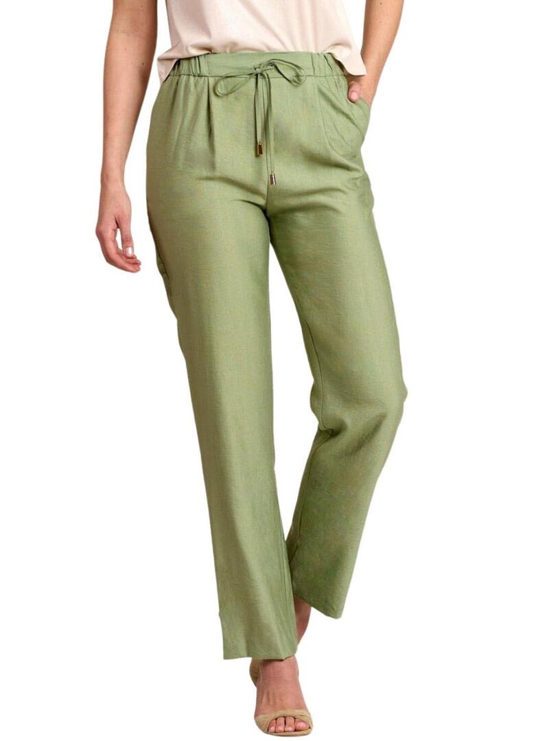 Pantalone Naf Naf Marbel Verde per Donna