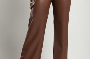 Pantaloni in ecopelle, marrone