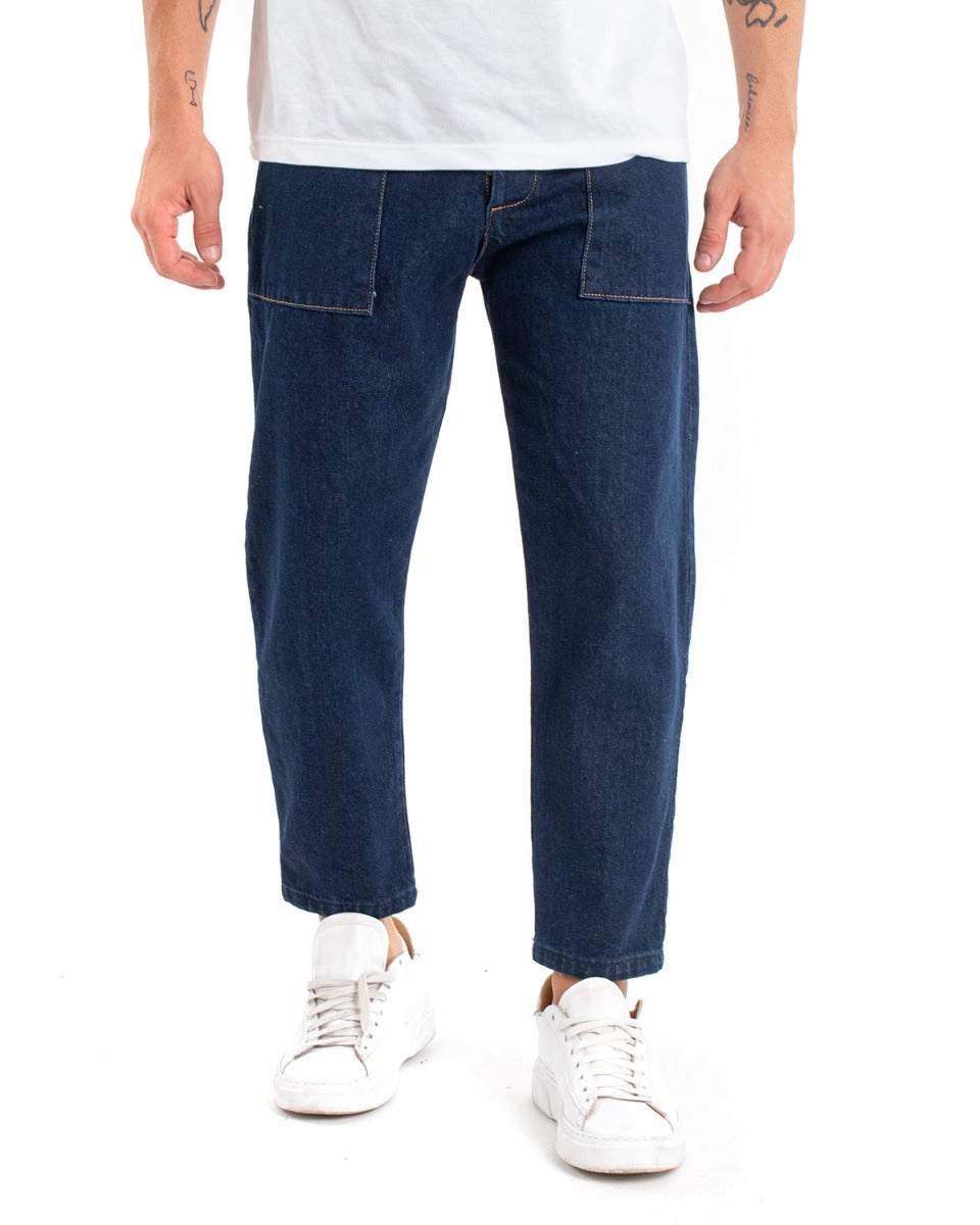 Pantaloni Jeans Uomo Carpenter Denim Scuro Tasca America GIOSAL-P5477A