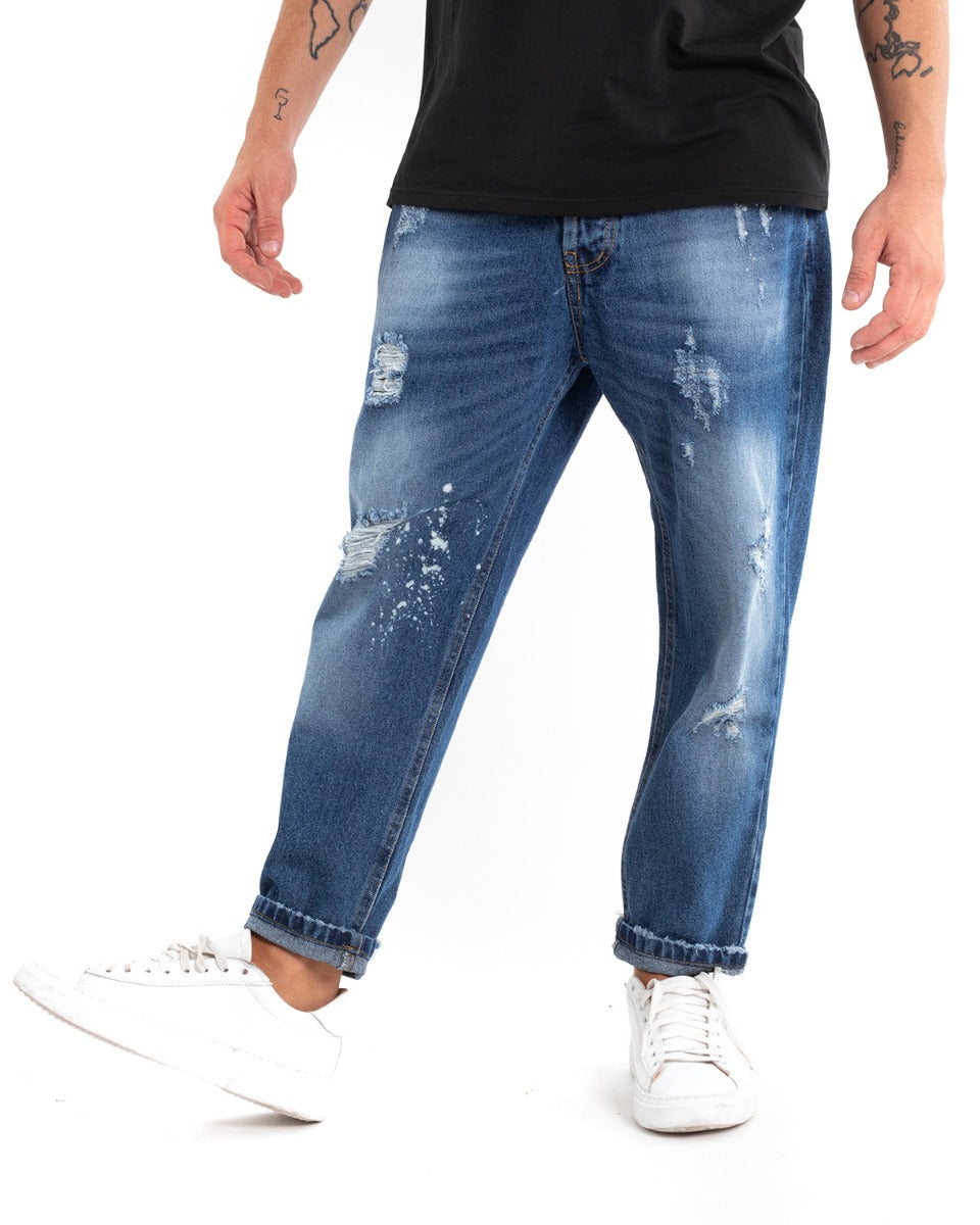 Pantaloni Jeans Uomo Loose Fit Denim Con Rotture Cinque Tasche GIOSAL-P5512A