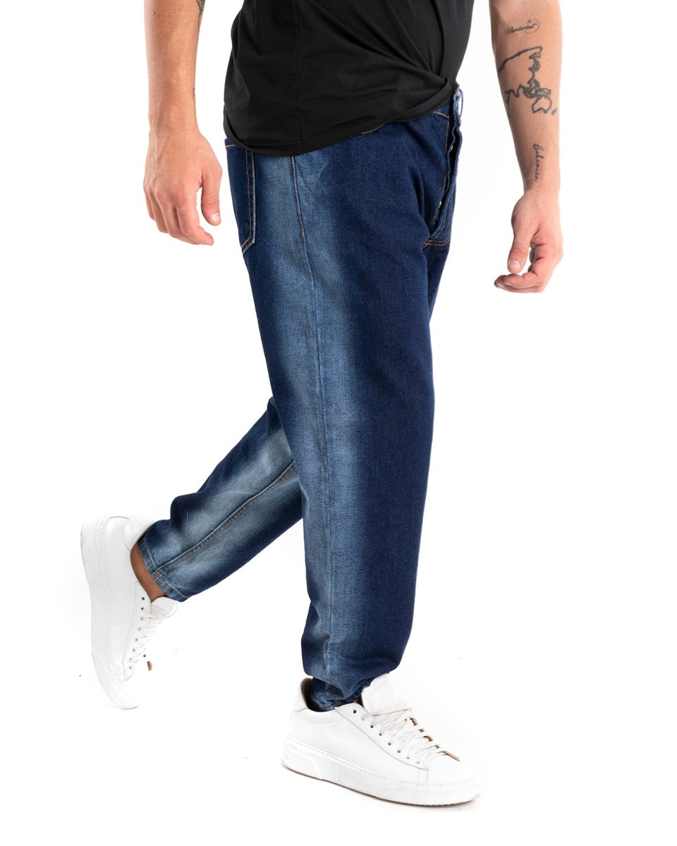 Pantaloni Jeans Uomo Loose Fit Sfumato Denim Scuro Cinque Tasche GIOSAL-P5483A