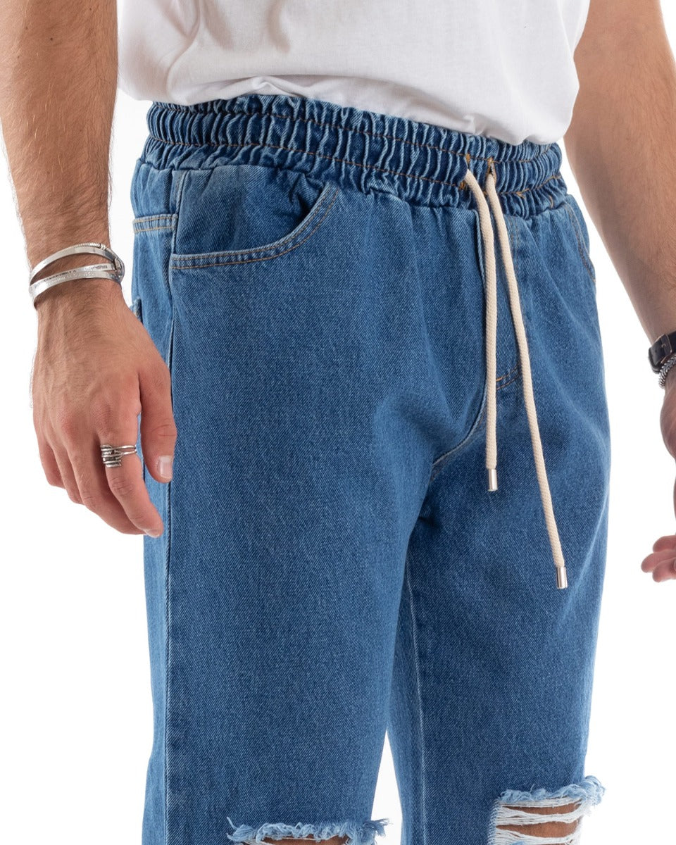 Pantaloni Jeans Uomo Regular Fit Denim Basic Pantalaccio Taglio al Ginocchio Casual GIOSAL-P5523A