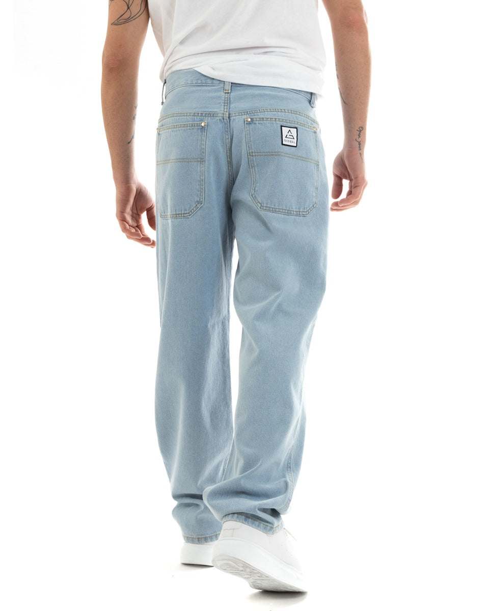 Pantaloni Jeans Uomo Unisex Baggy Denim Chiaro Tasca America Casual GIOSAL-P5756A