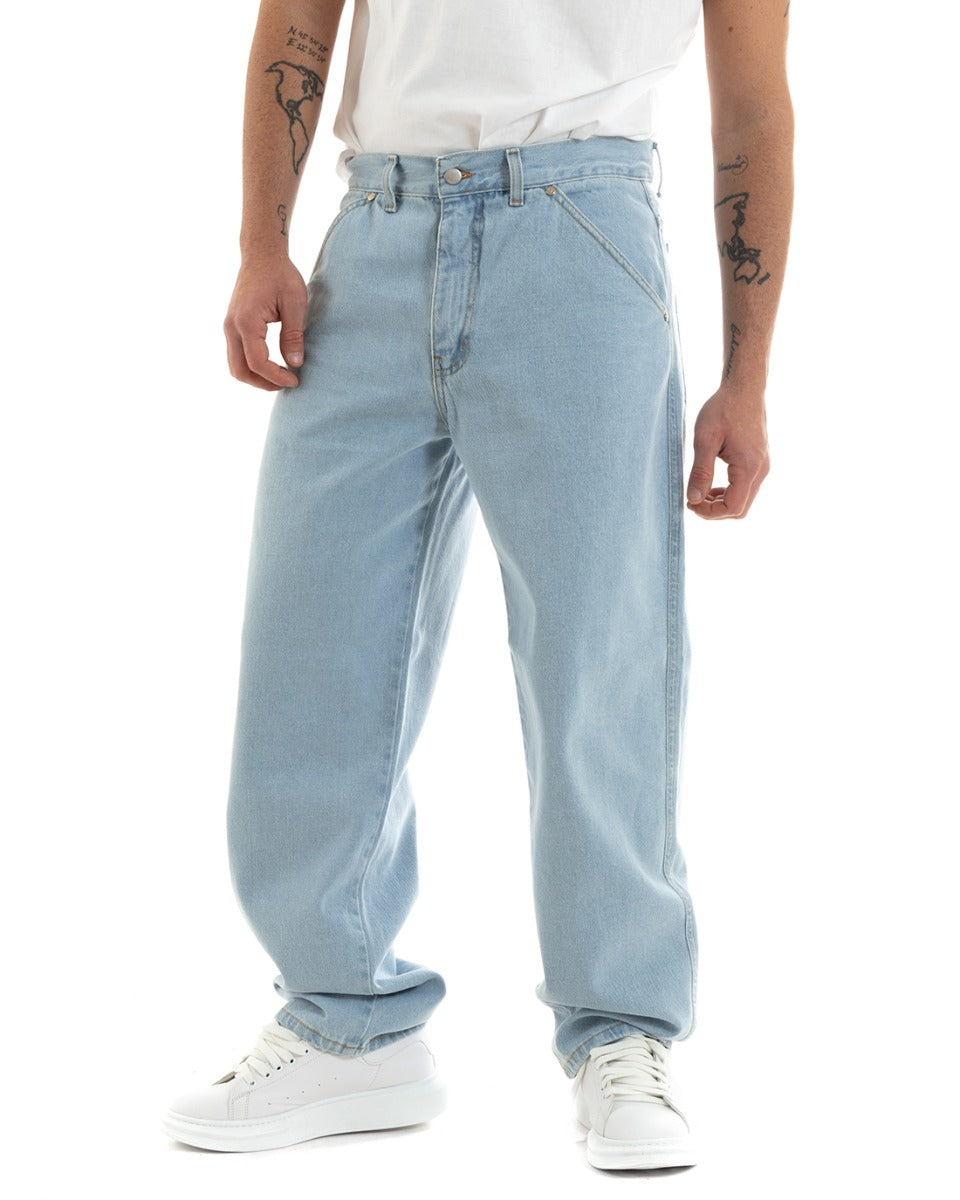 Pantaloni Jeans Uomo Unisex Baggy Denim Chiaro Tasca America Casual GIOSAL-P5756A