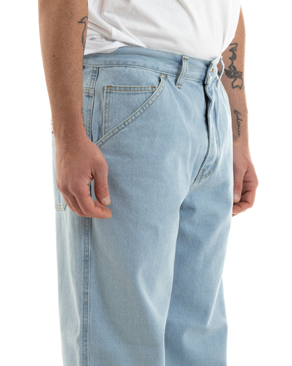 Pantaloni Jeans Uomo Unisex Baggy Denim Chiaro Tasca America Casual GIOSAL-P5756A