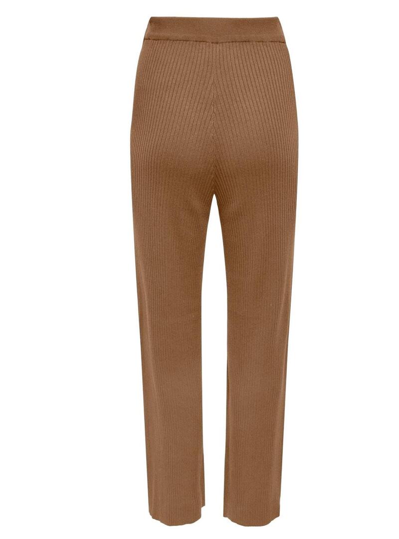 Pantaloni Only Mia a coste Camel per Donna