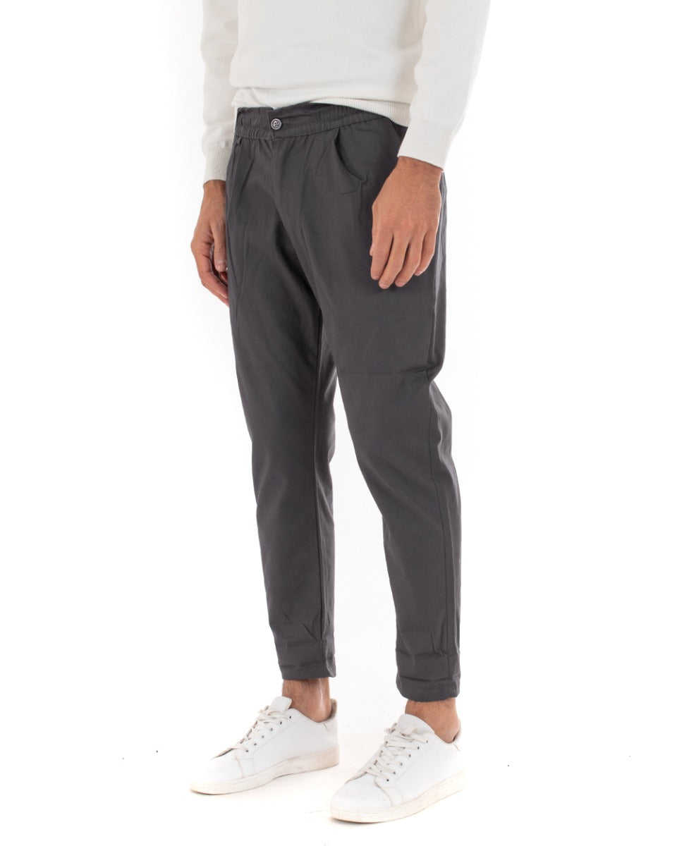 Pantaloni Uomo Pantalaccio Cotone Mezza Molla Casual Comodo Tinta Unita Grigio GIOSAL-P5038A