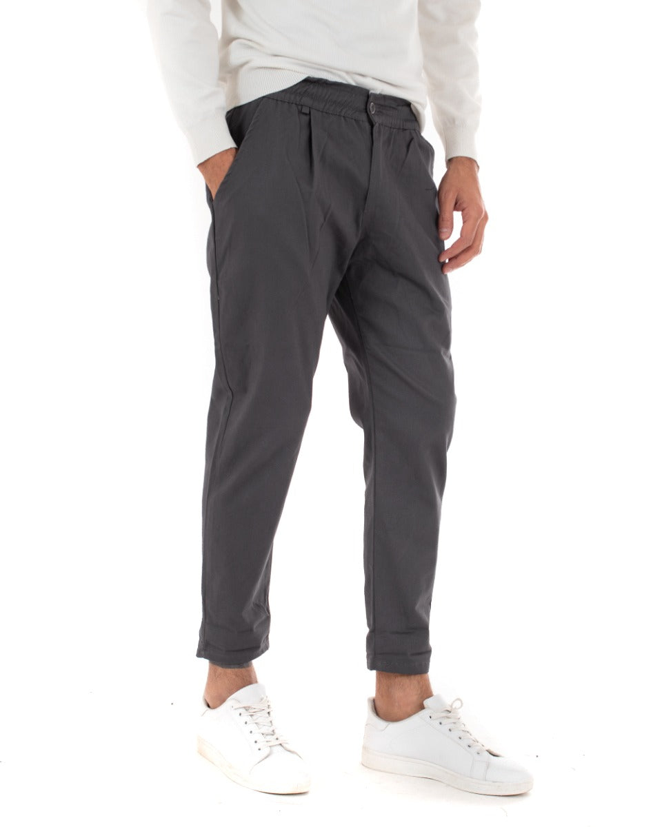 Pantaloni Uomo Pantalaccio Cotone Mezza Molla Casual Comodo Tinta Unita Grigio GIOSAL-P5038A