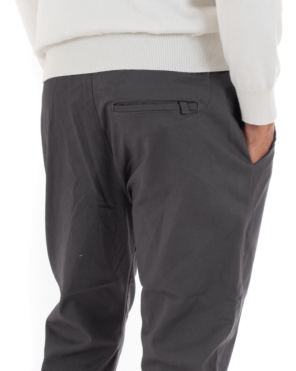 Pantaloni Uomo Pantalaccio Cotone Mezza Molla Casual Comodo Tinta Unita Grigio GIOSAL-P5038A