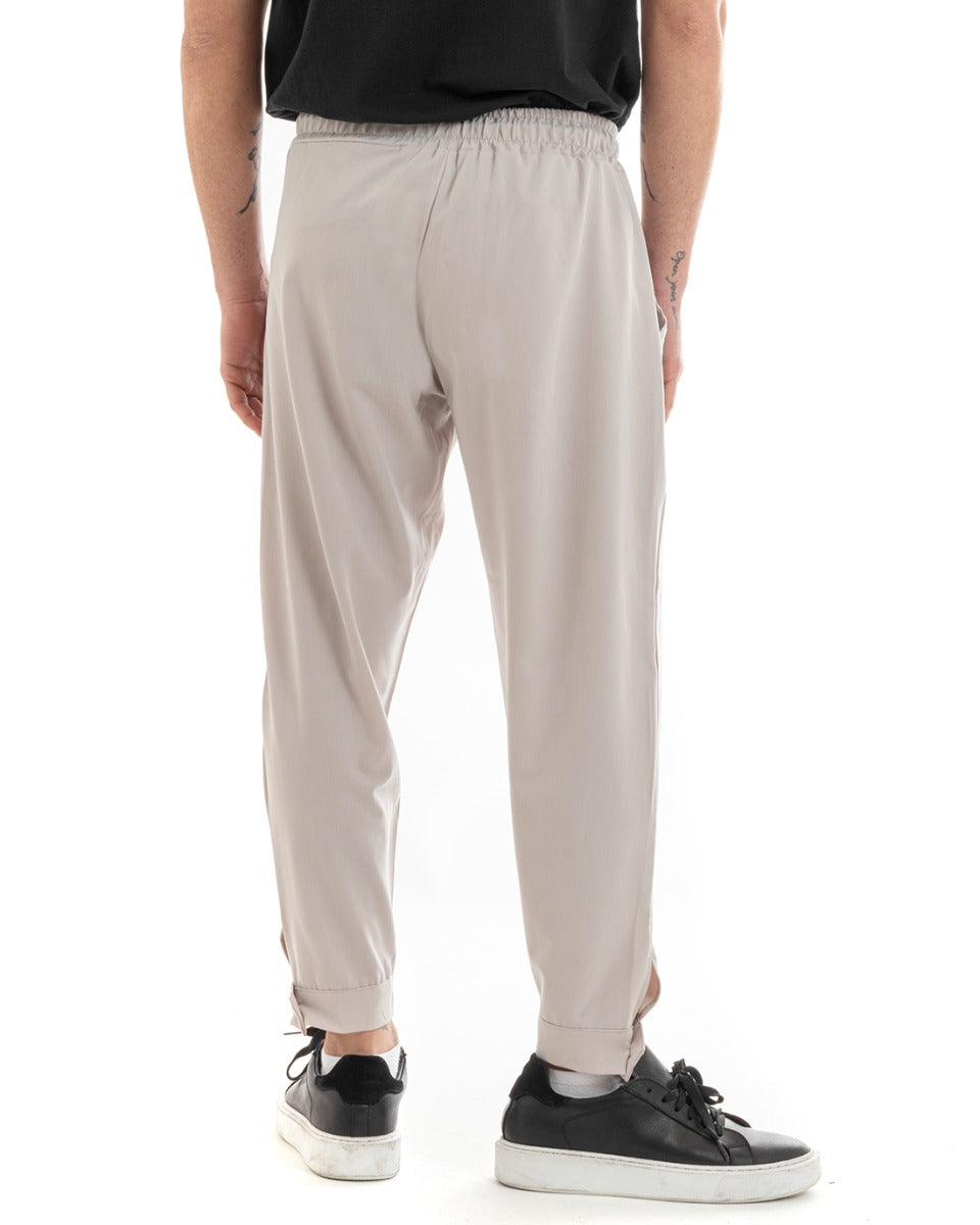 Pantaloni Uomo Pantalaccio Tinta Unita Beige Jogger Casual GIOSAL-P5655A