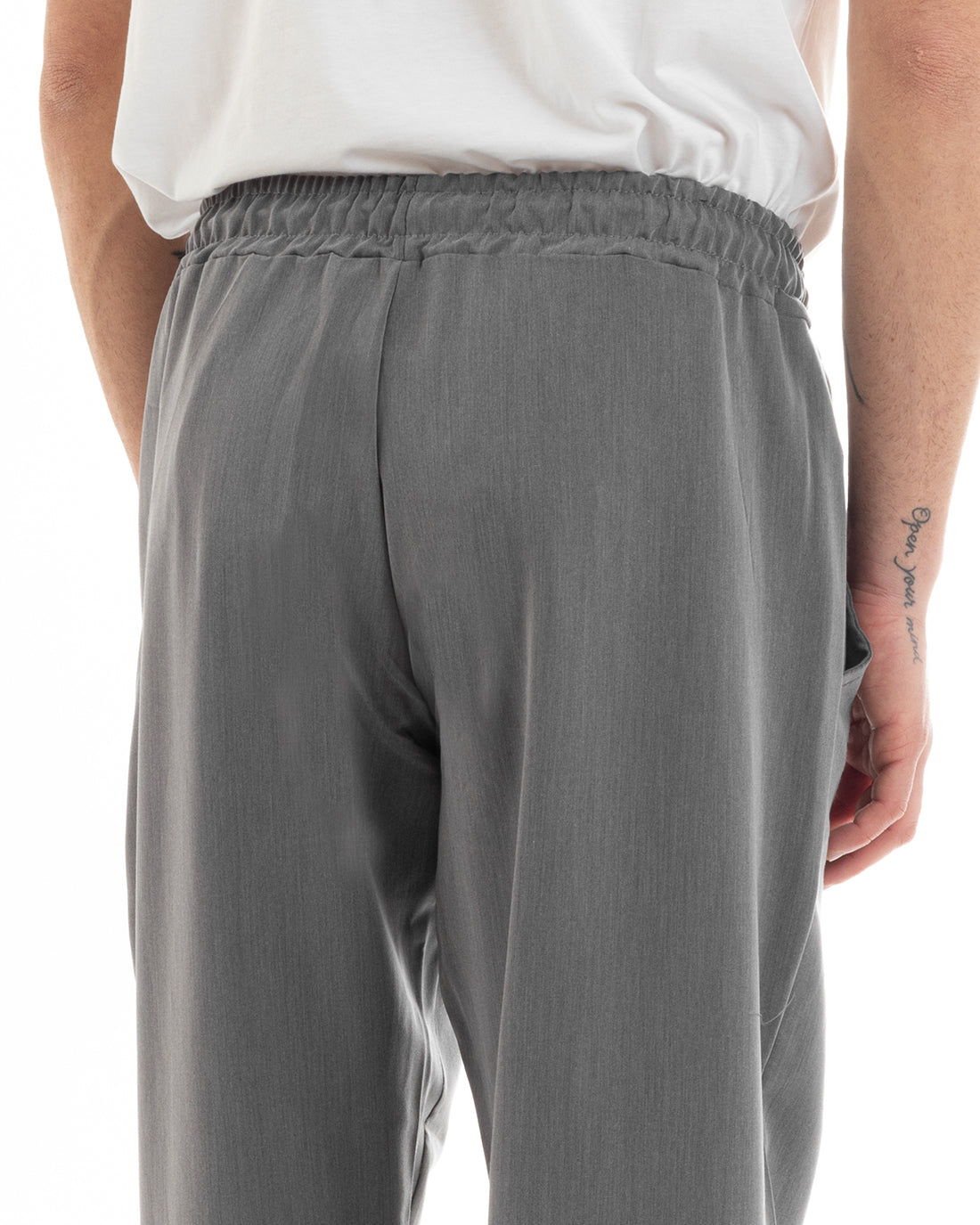 Pantaloni Uomo Pantalaccio Viscosa Tinta Unita Grigio Jogger Casual GIOSAL-P5644A