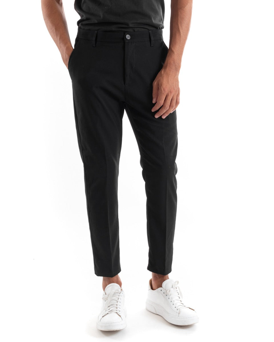 Pantaloni Uomo Tasca America Slim Classico Capri Casual Nero GIOSAL-P5389A