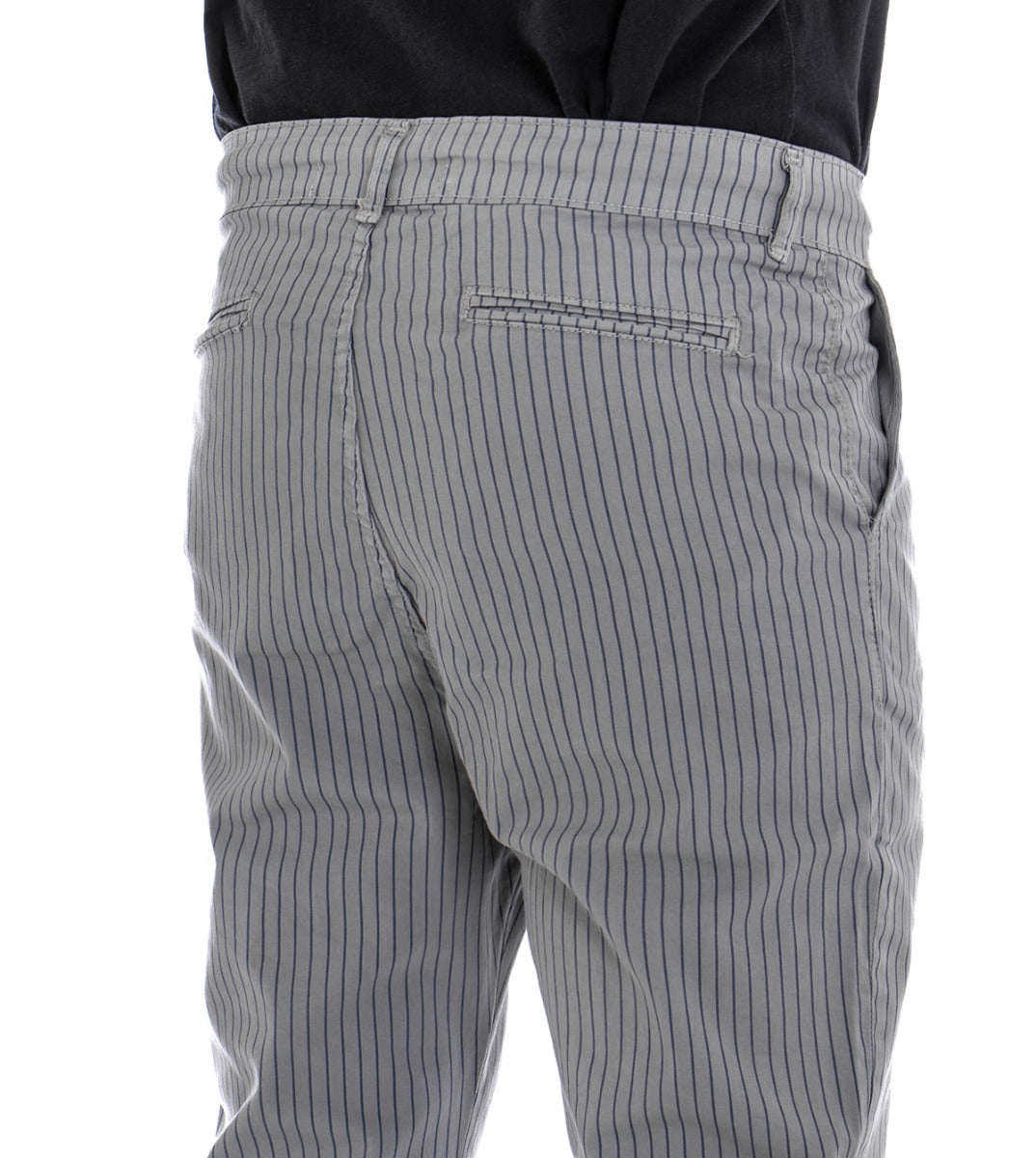 Pantaloni Uomo Tasca America Slim Grigio Rigato Righe Cavallo Basso Casual GIOSAL-P2332A