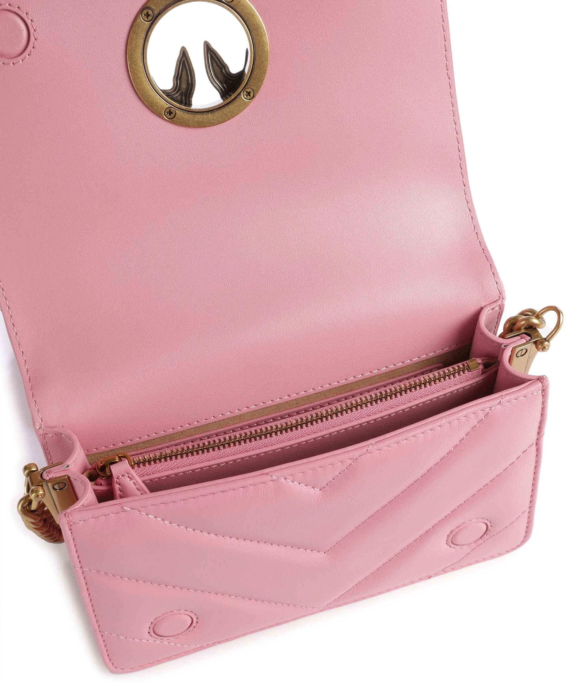  Pinko Love Click Mini Borsa a tracolla pelle di pecora rosa  