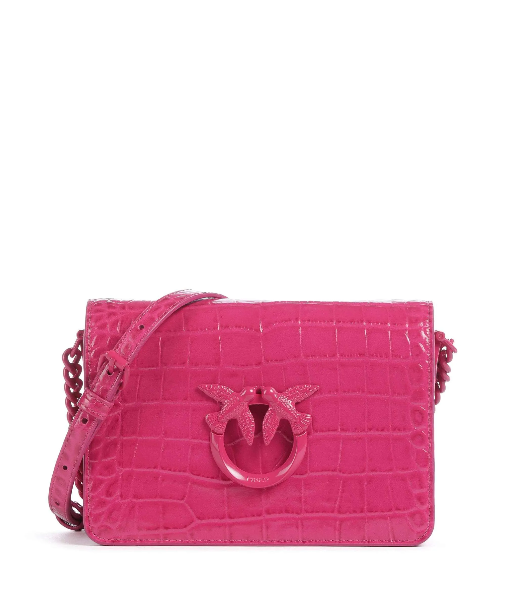  Pinko Love Click Mini Borsa a tracolla pelle di vitello goffrata pink  