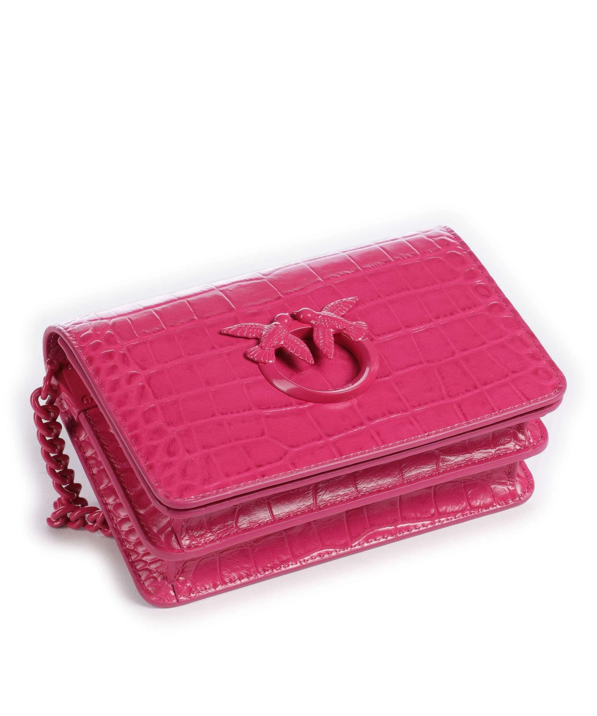  Pinko Love Click Mini Borsa a tracolla pelle di vitello goffrata pink  