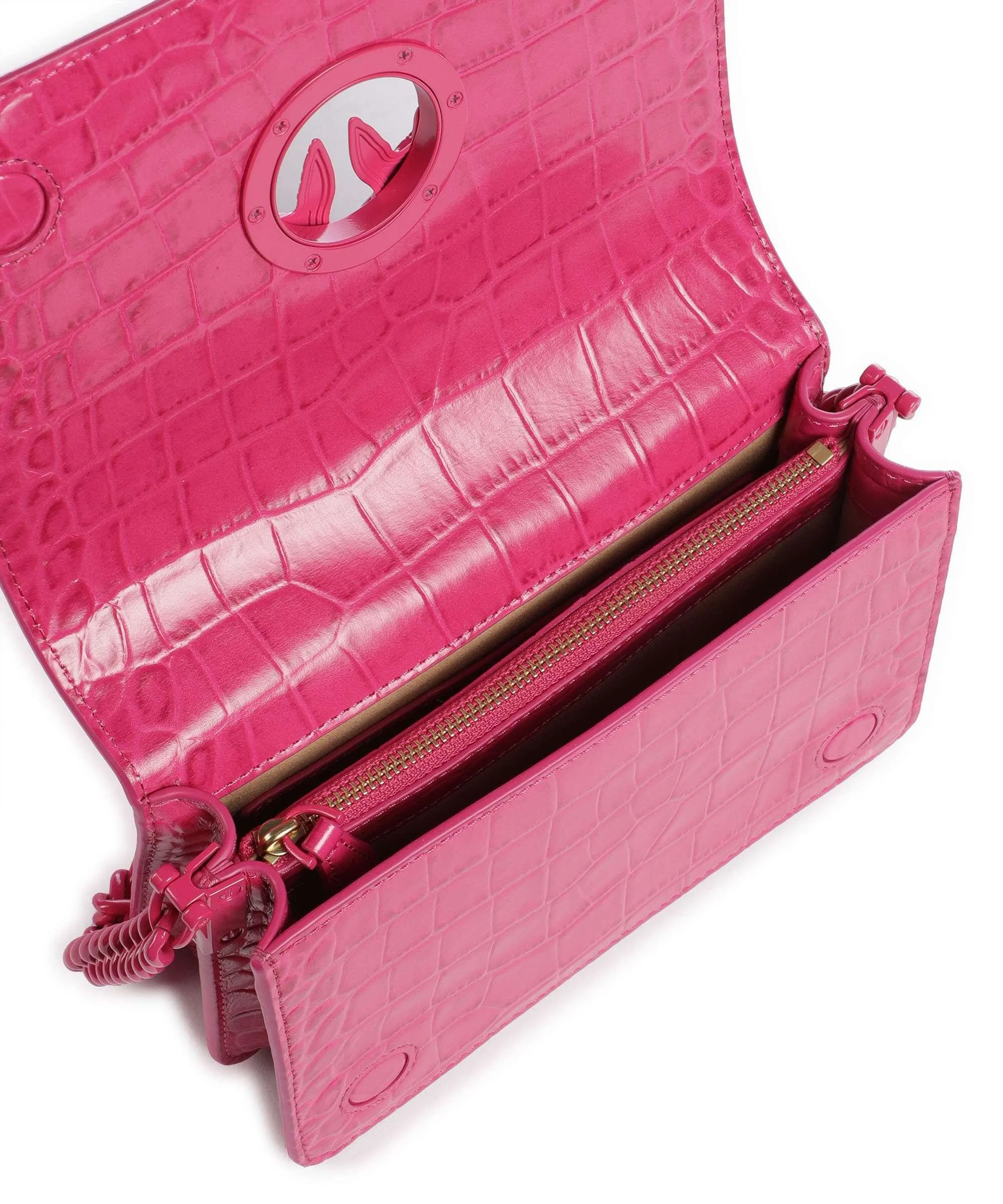  Pinko Love Click Mini Borsa a tracolla pelle di vitello goffrata pink  