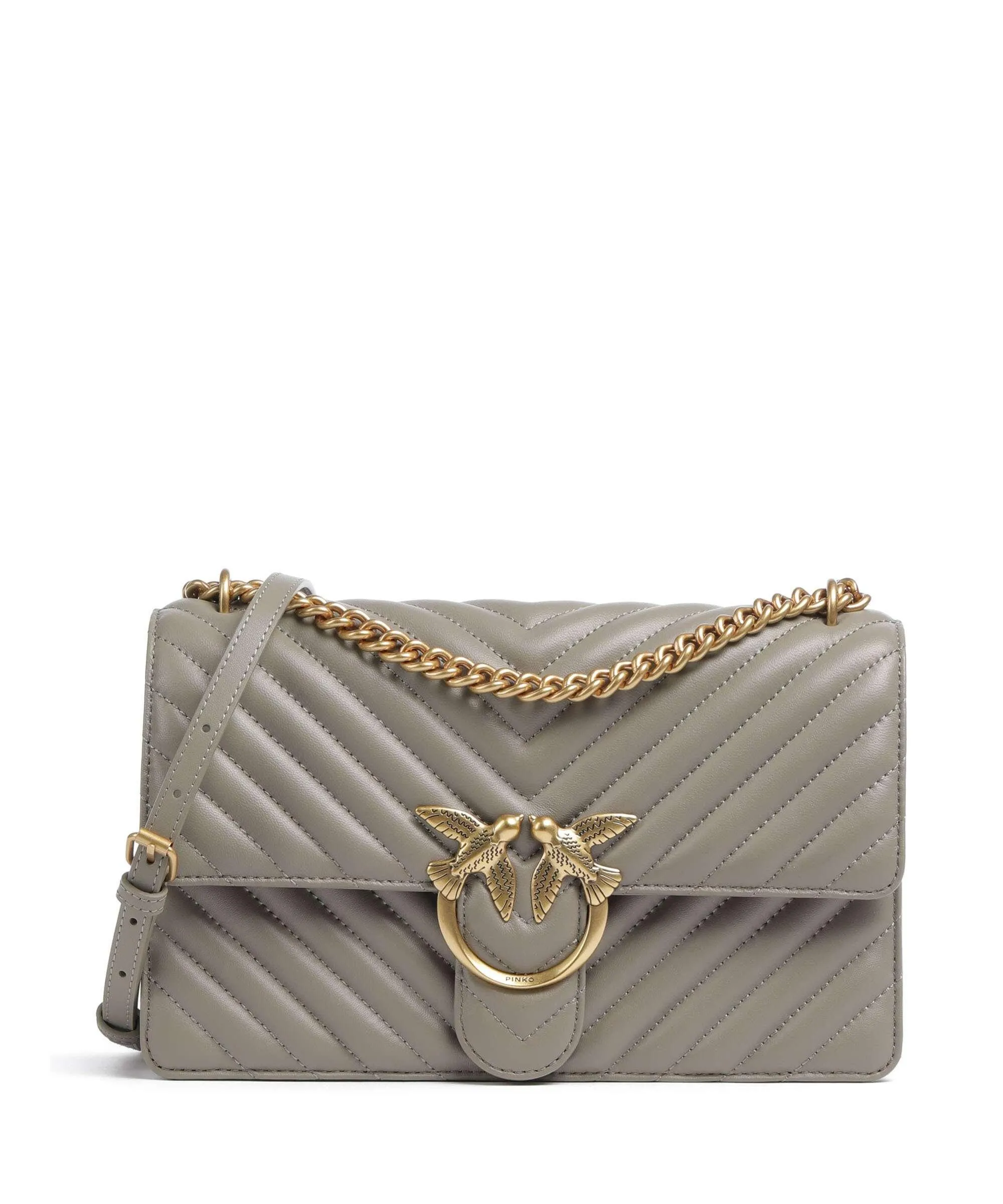  Pinko Love One Classic Borsa a spalla pelle di pecora taupe  