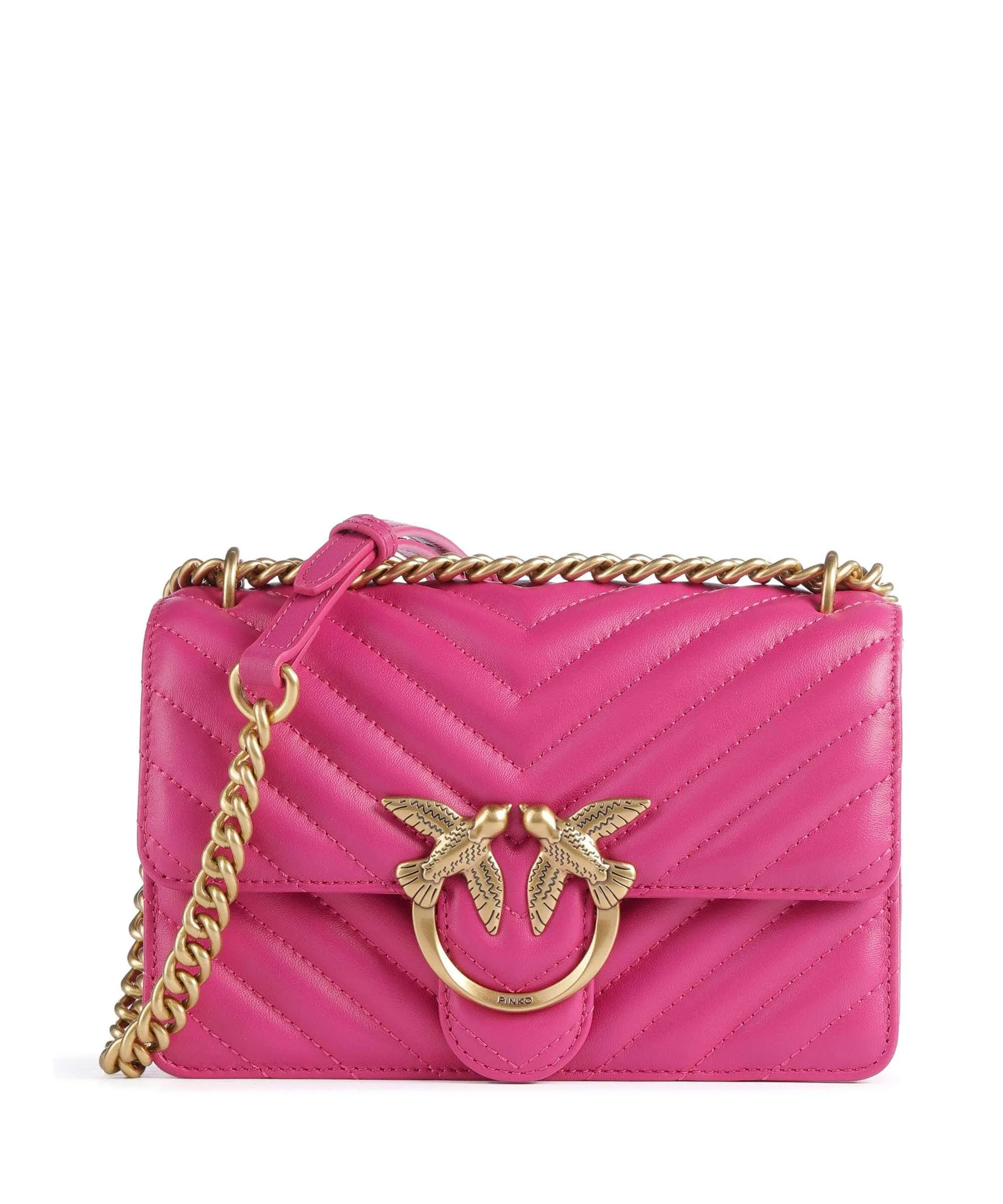  Pinko Love One Mini Borsa a spalla pelle a grana fine pink  