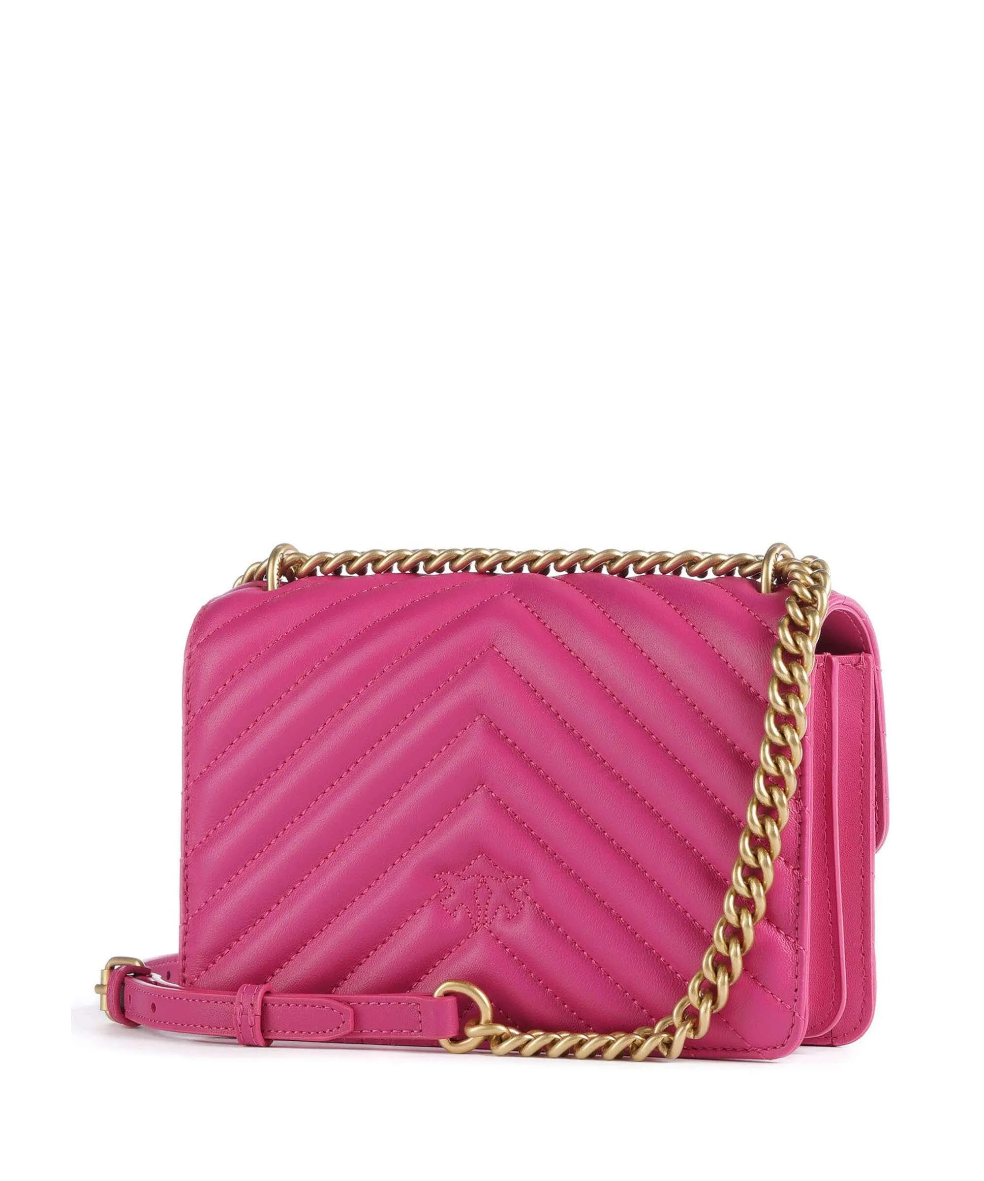  Pinko Love One Mini Borsa a spalla pelle a grana fine pink  