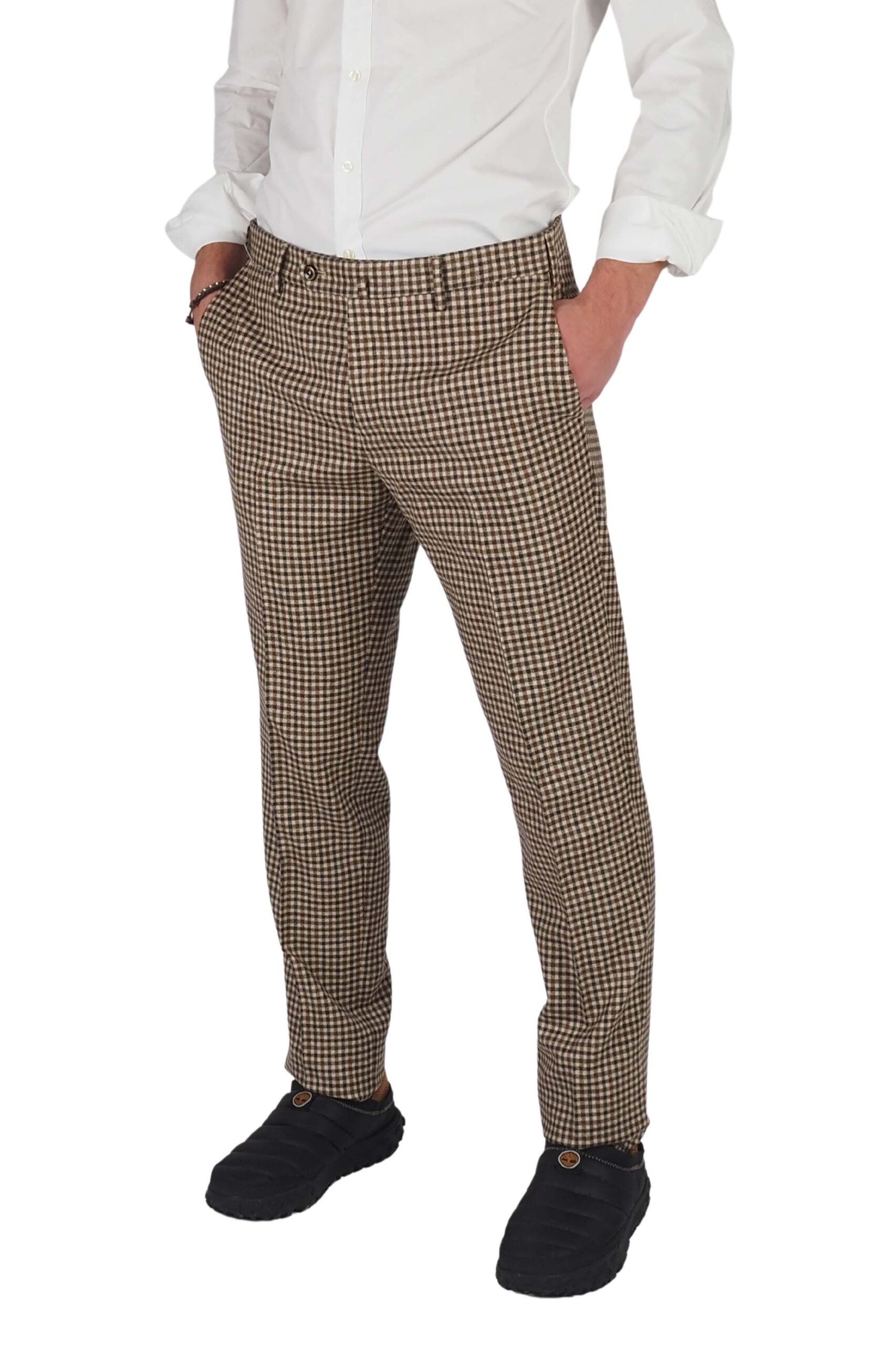 PT pantaloni uomo quadretti slim fit