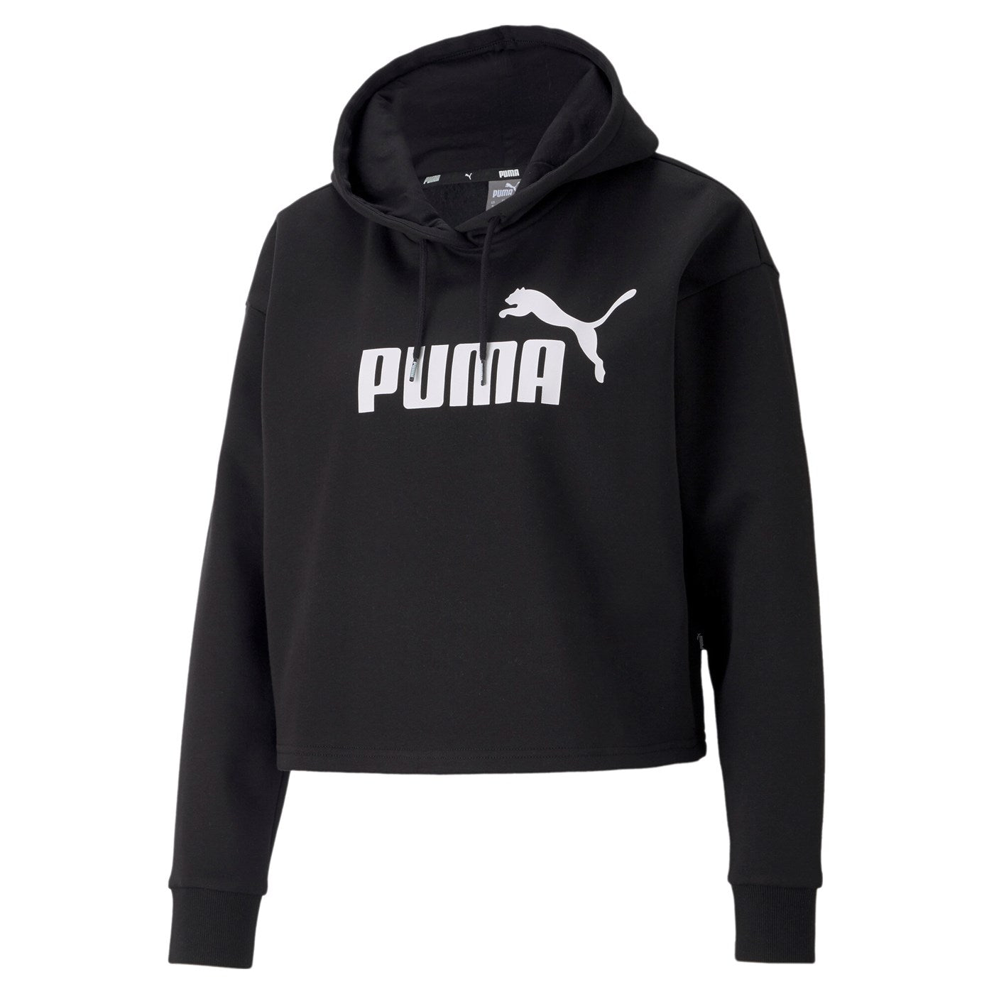 Puma cropped sweatshirt with hood and large logo for women Cropped 586869-01 black