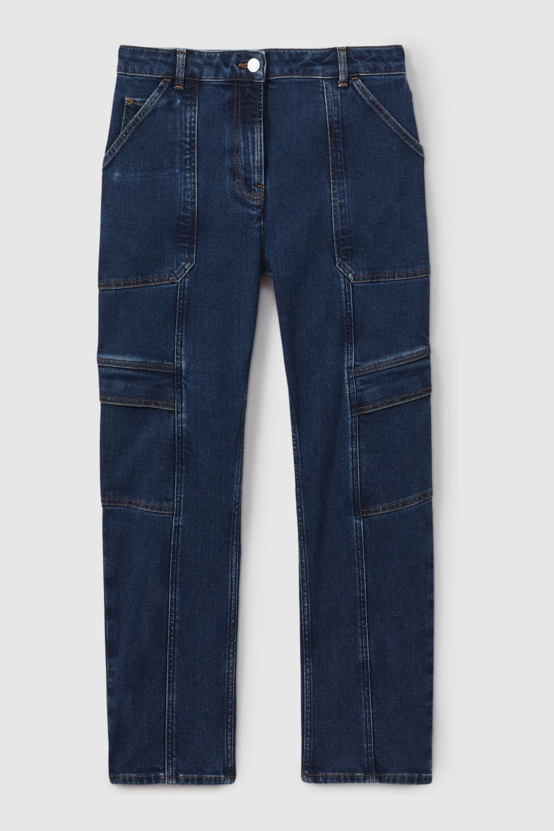 Reiss Jem Garment Dyed Utility Tapered Jeans    