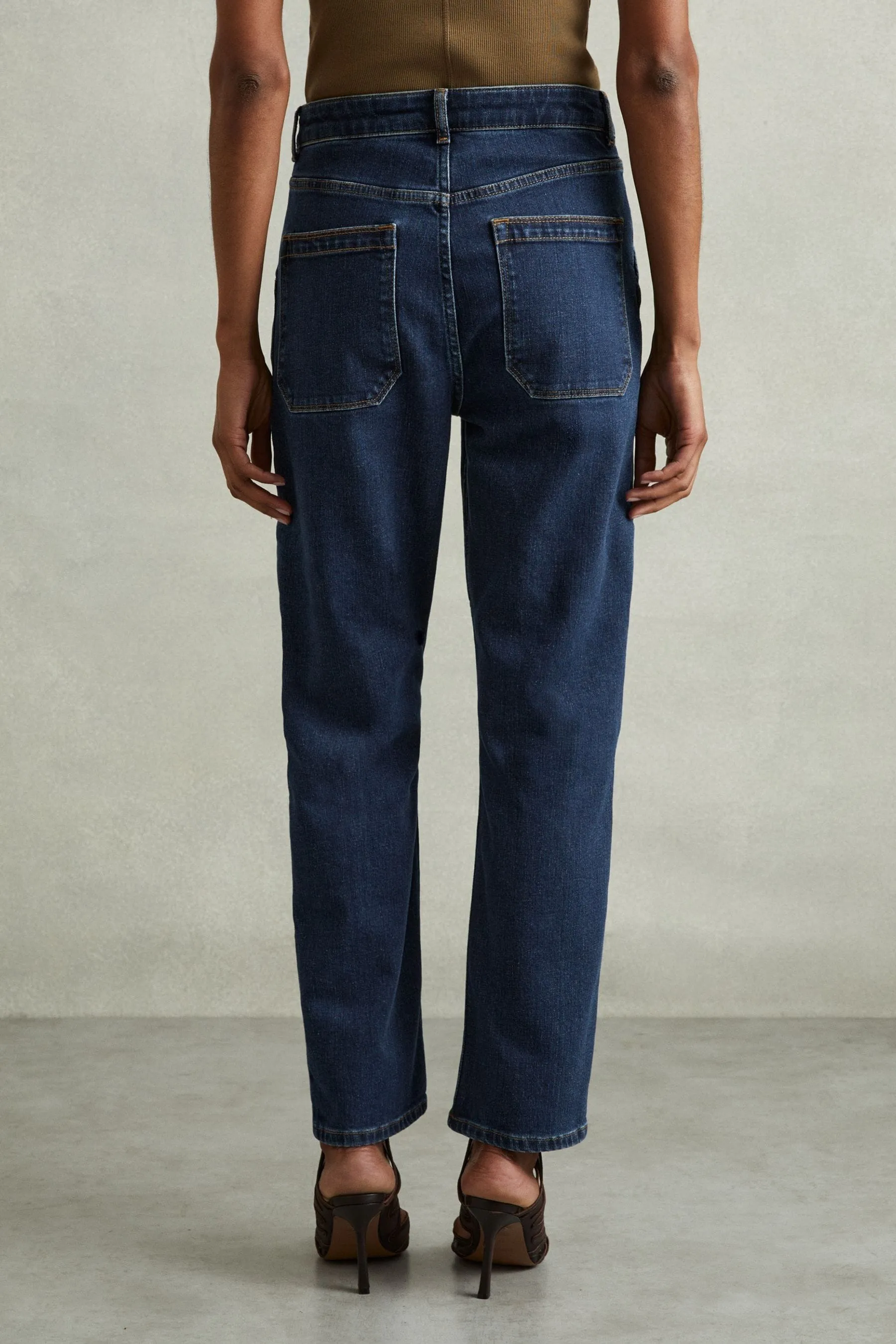 Reiss Jem Garment Dyed Utility Tapered Jeans    