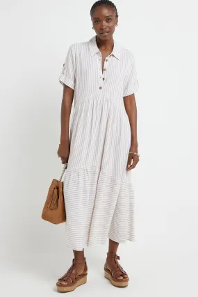 River Island A righe - Abito maxi in tessuto smock