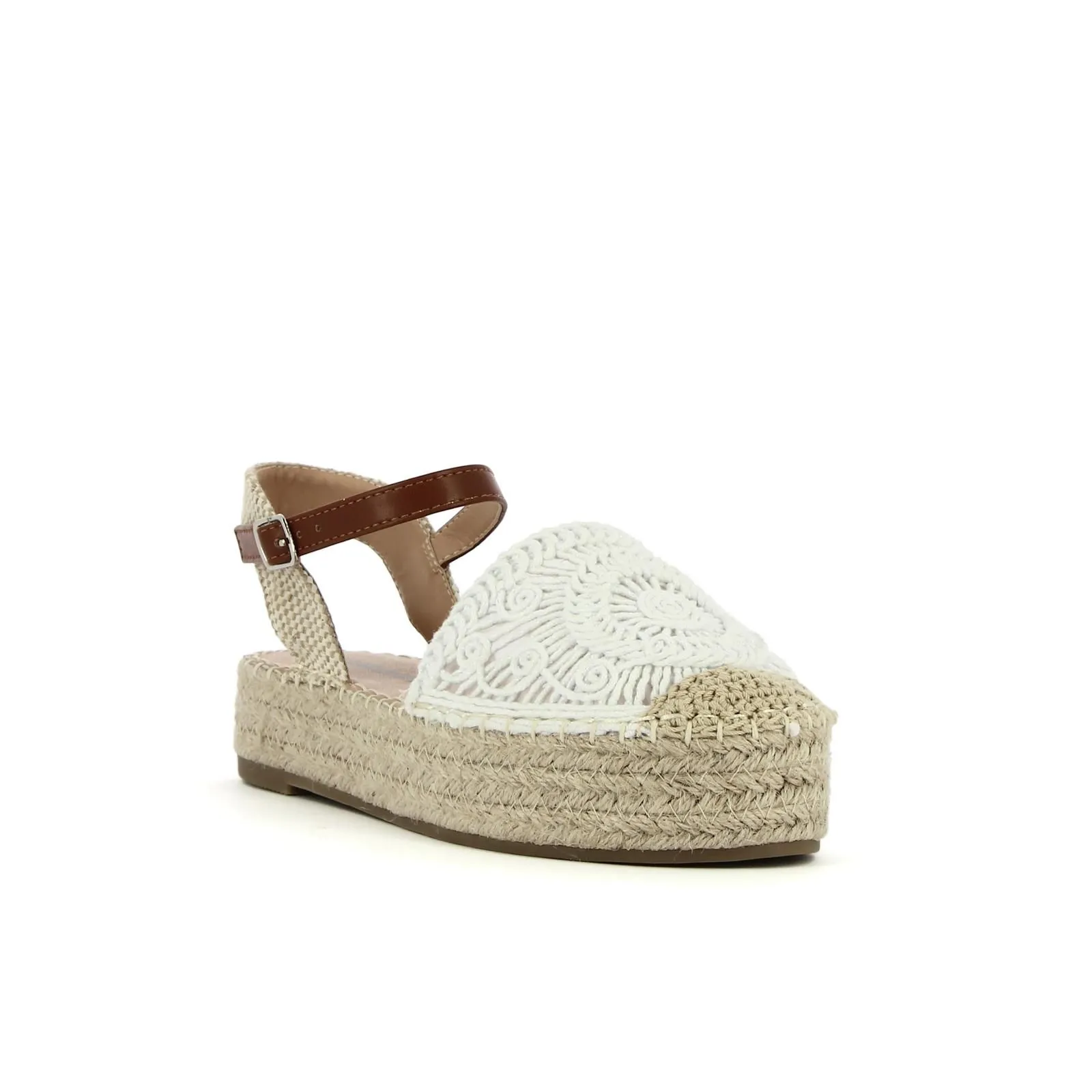 Sandali bianchi con platform in corda