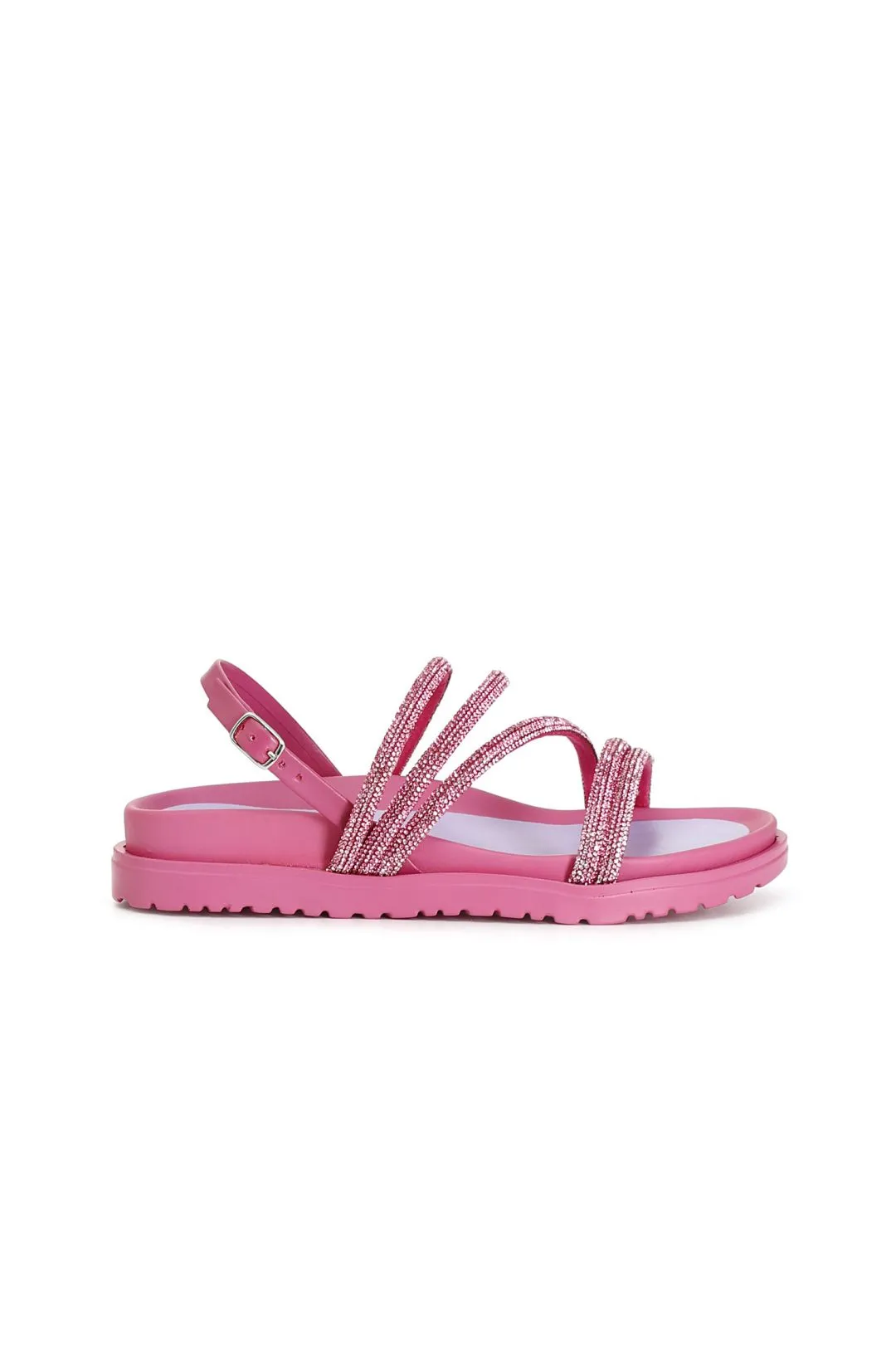 sandali fasce con strass fuxia