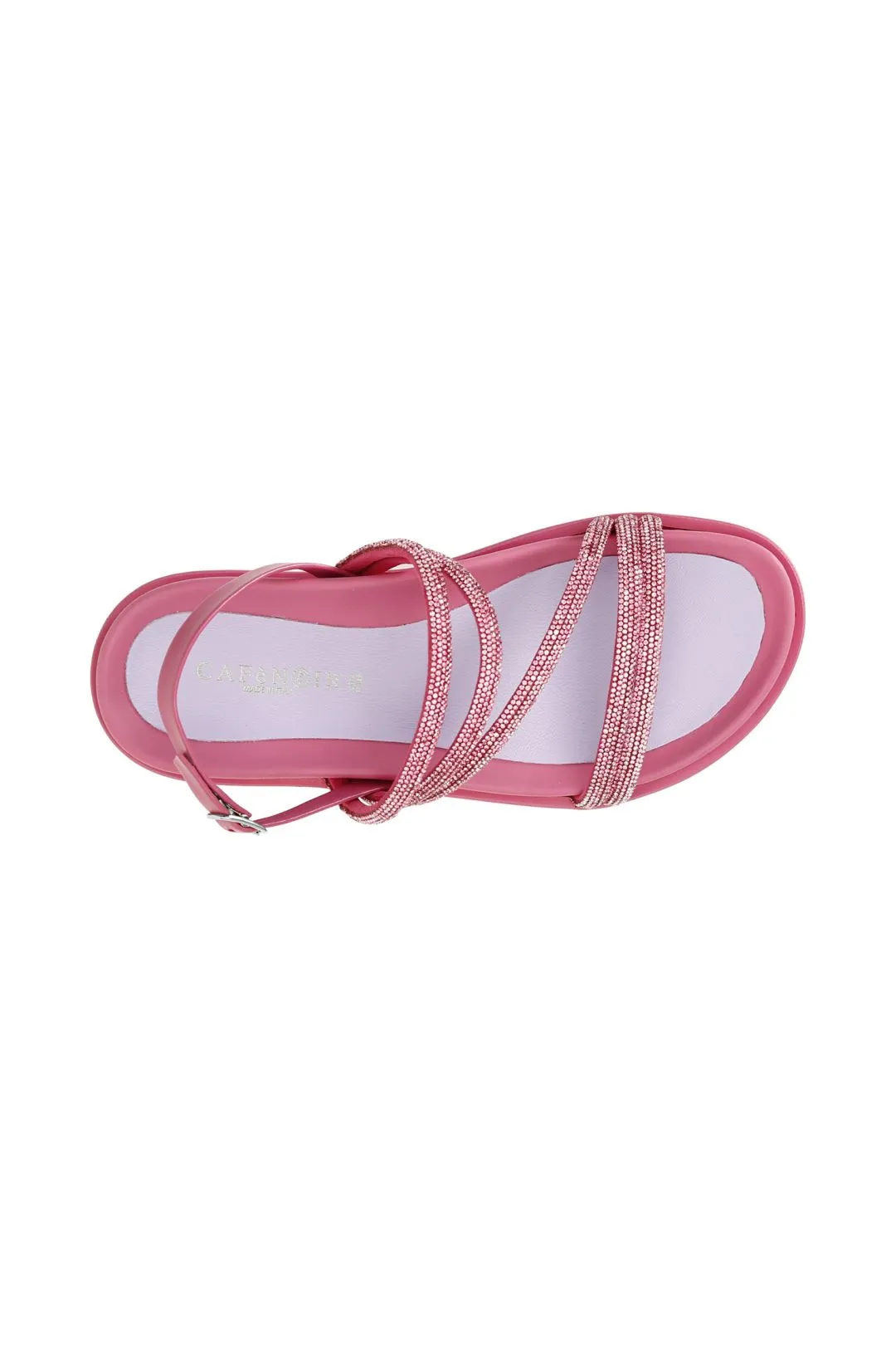 sandali fasce con strass fuxia