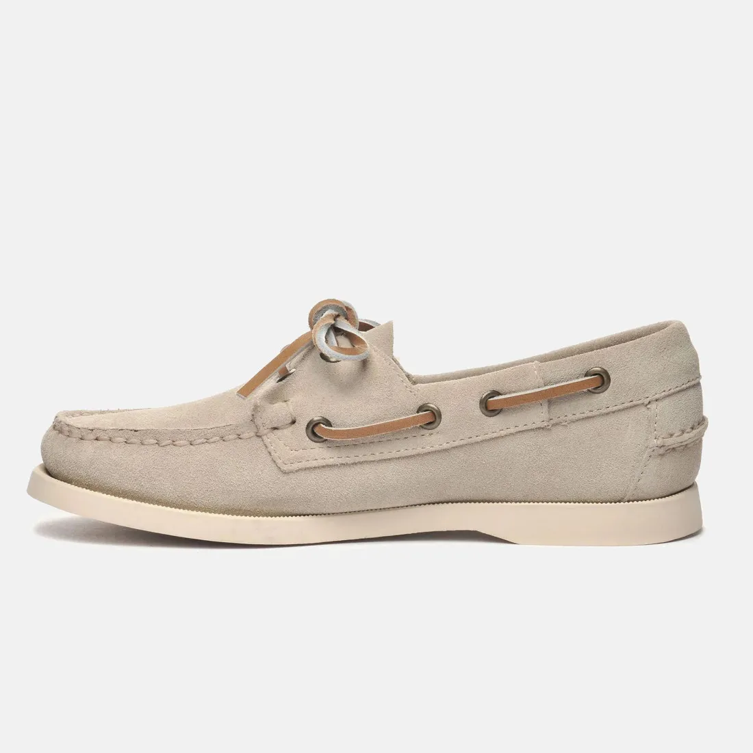 Scarpa da barca Sebago Portland Flesh Out beige in camoscio