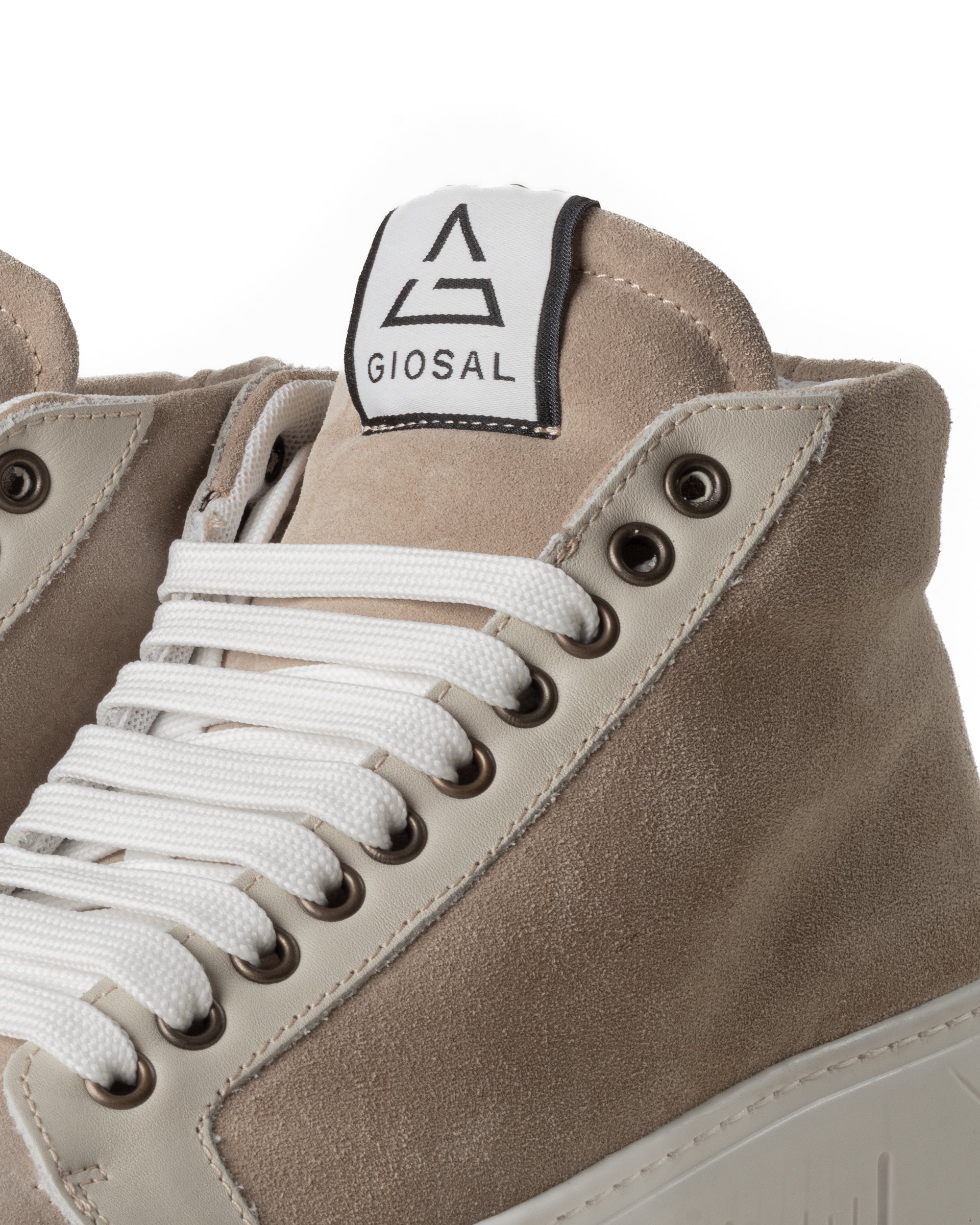 Scarpe Uomo Sneakers Alte Casual Sportive Ecopelle Camoscio Beige GIOSAL-S1242A