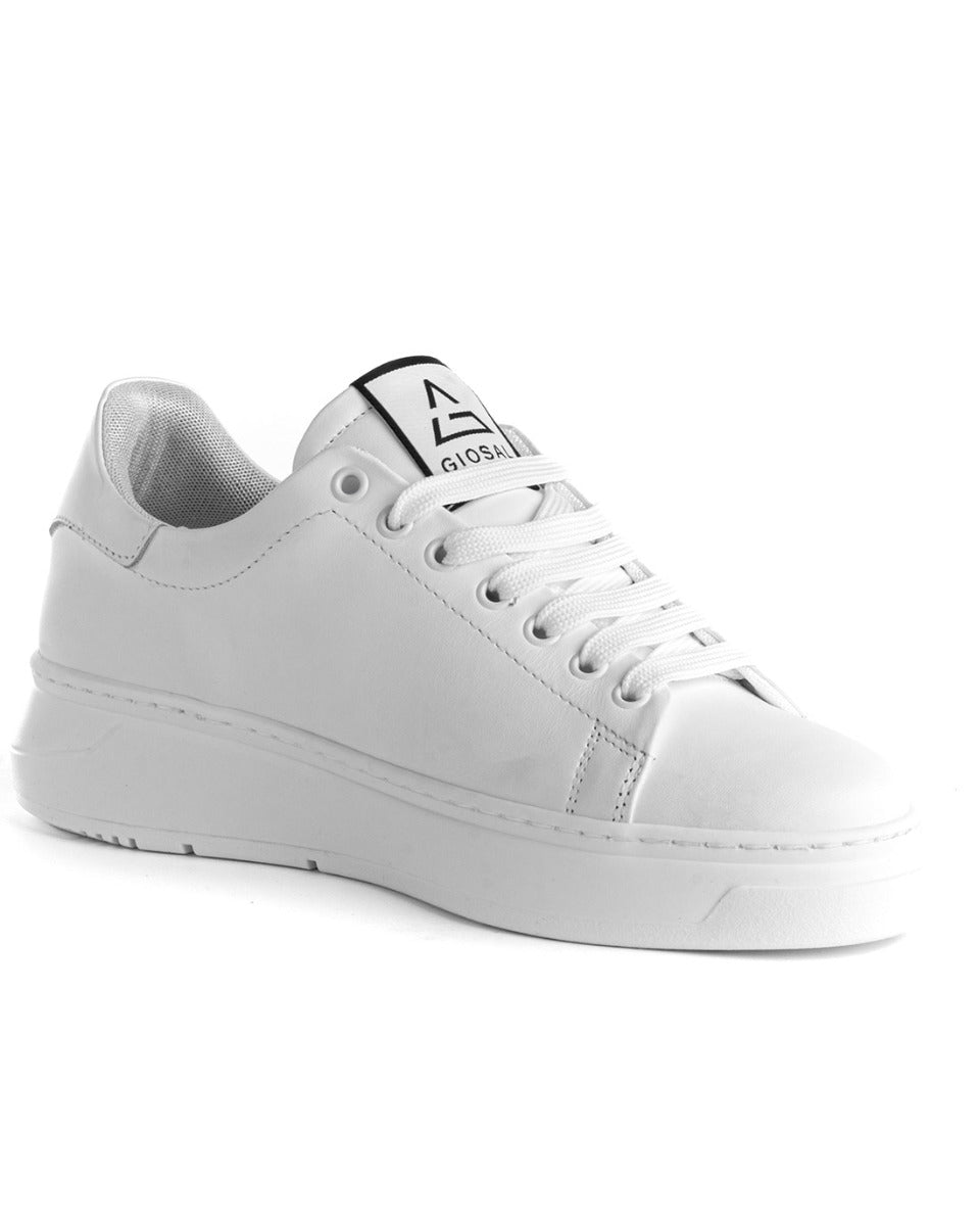 Scarpe Uomo Sneakers Bianche Ecopelle Basic Casual Eleganti Sportive GIOSAL-S1188A