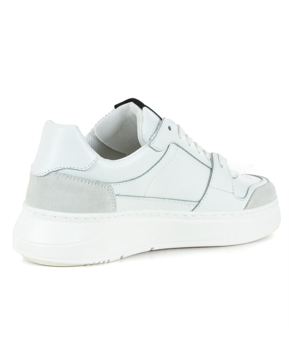 Scarpe Uomo Sneakers Ecopelle Camoscio Basic Bianco Casual Sportive GIOSAL-S1220A