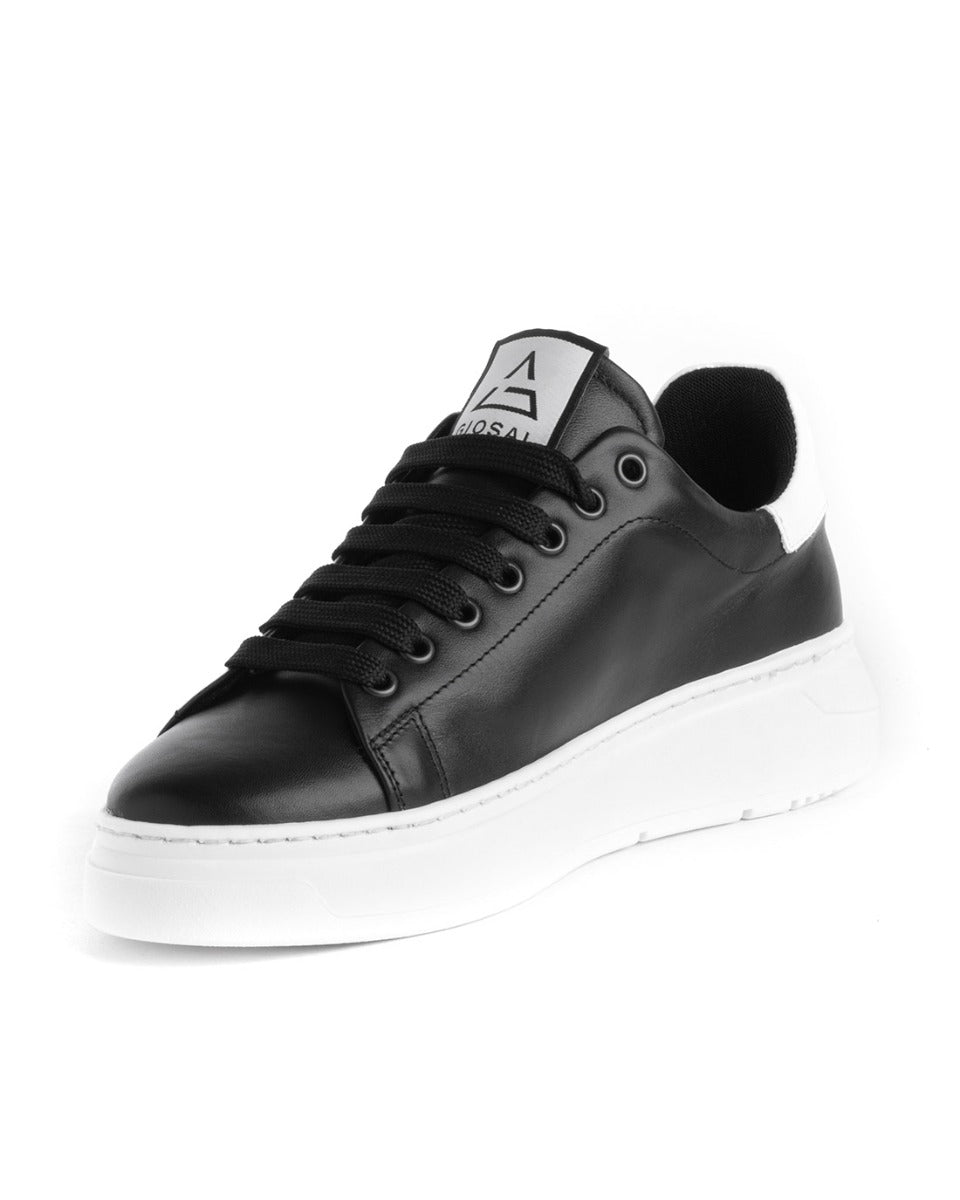 Scarpe Uomo Sneakers Ecopelle Nere Basic Casual Eleganti Sportive GIOSAL-S1189A