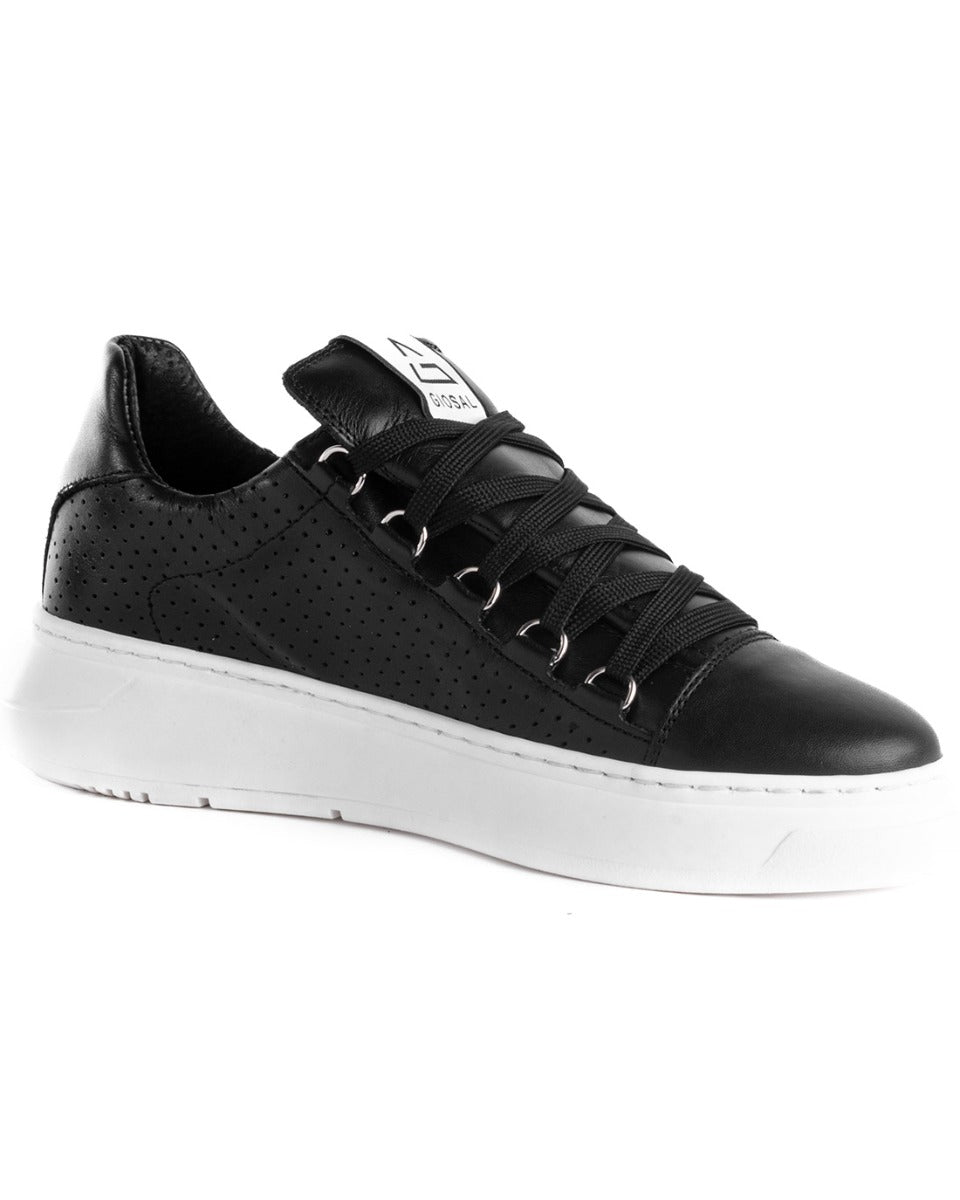 Scarpe Uomo Sneakers Nere Casual Basse Stringhe Lacci Casual Sportive GIOSAL-S1184A