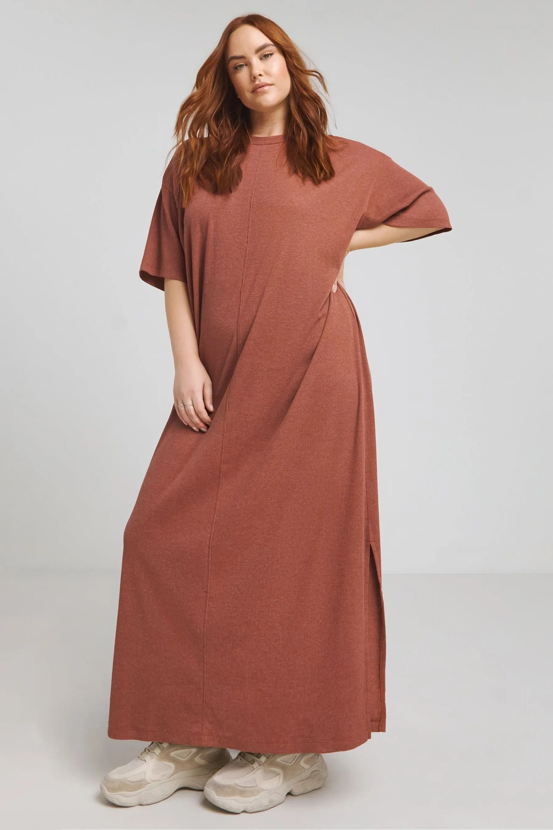 Simply Be - Abito maxi T-shirt morbido a coste