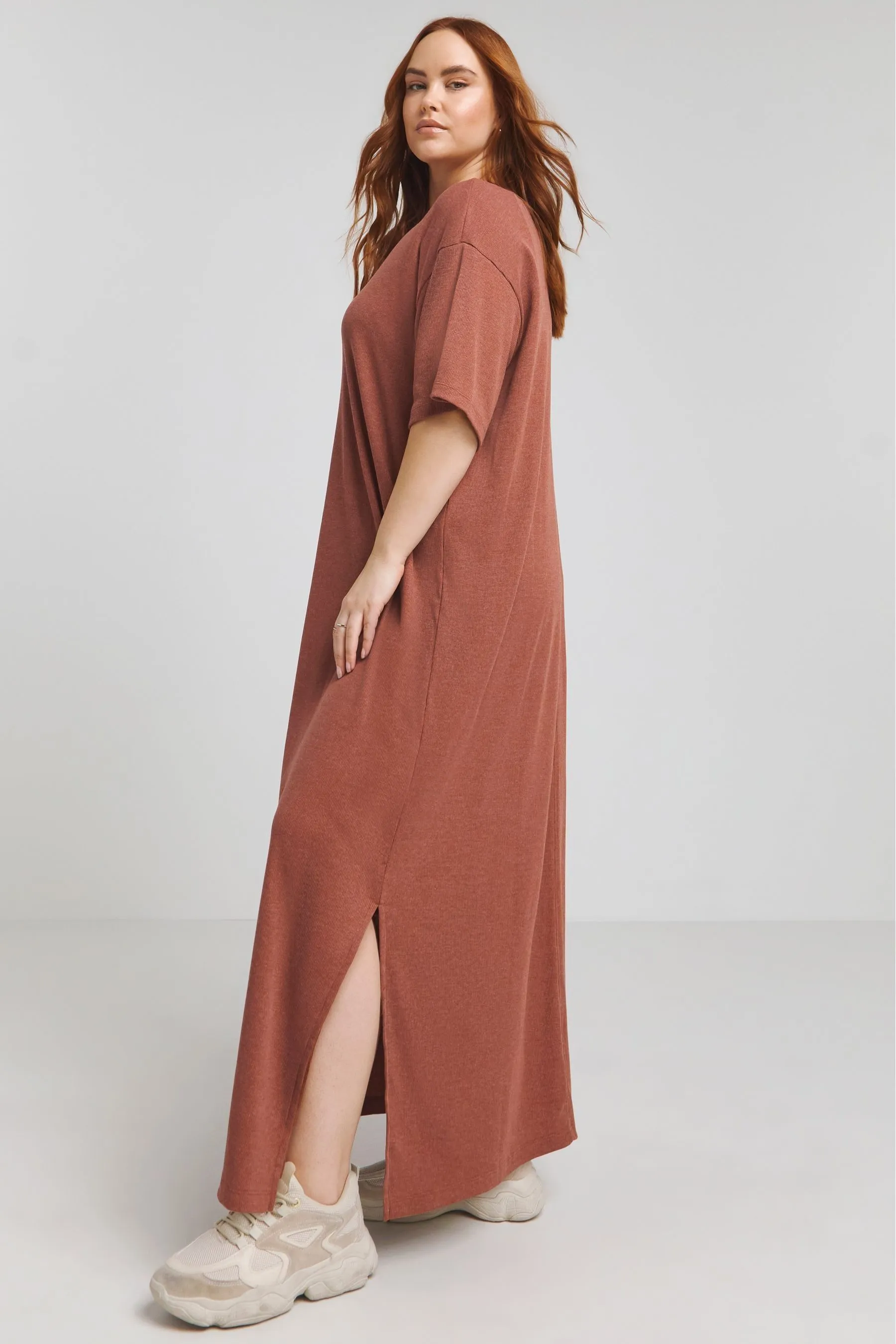 Simply Be - Abito maxi T-shirt morbido a coste