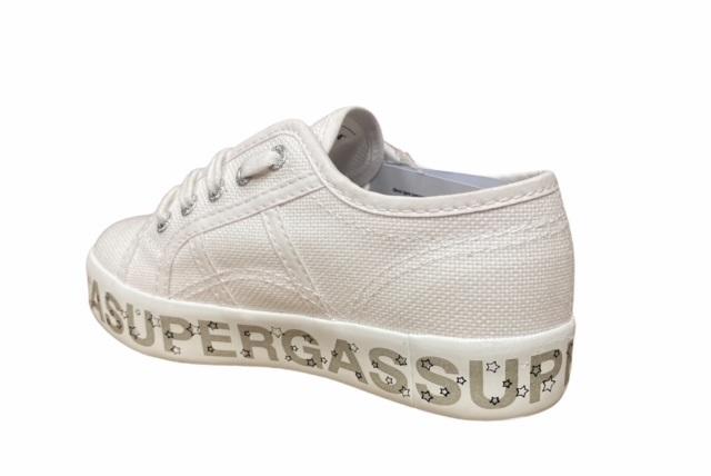 Superga Lettering Printed S81152W AC4 white girl's wedge sneaker shoe