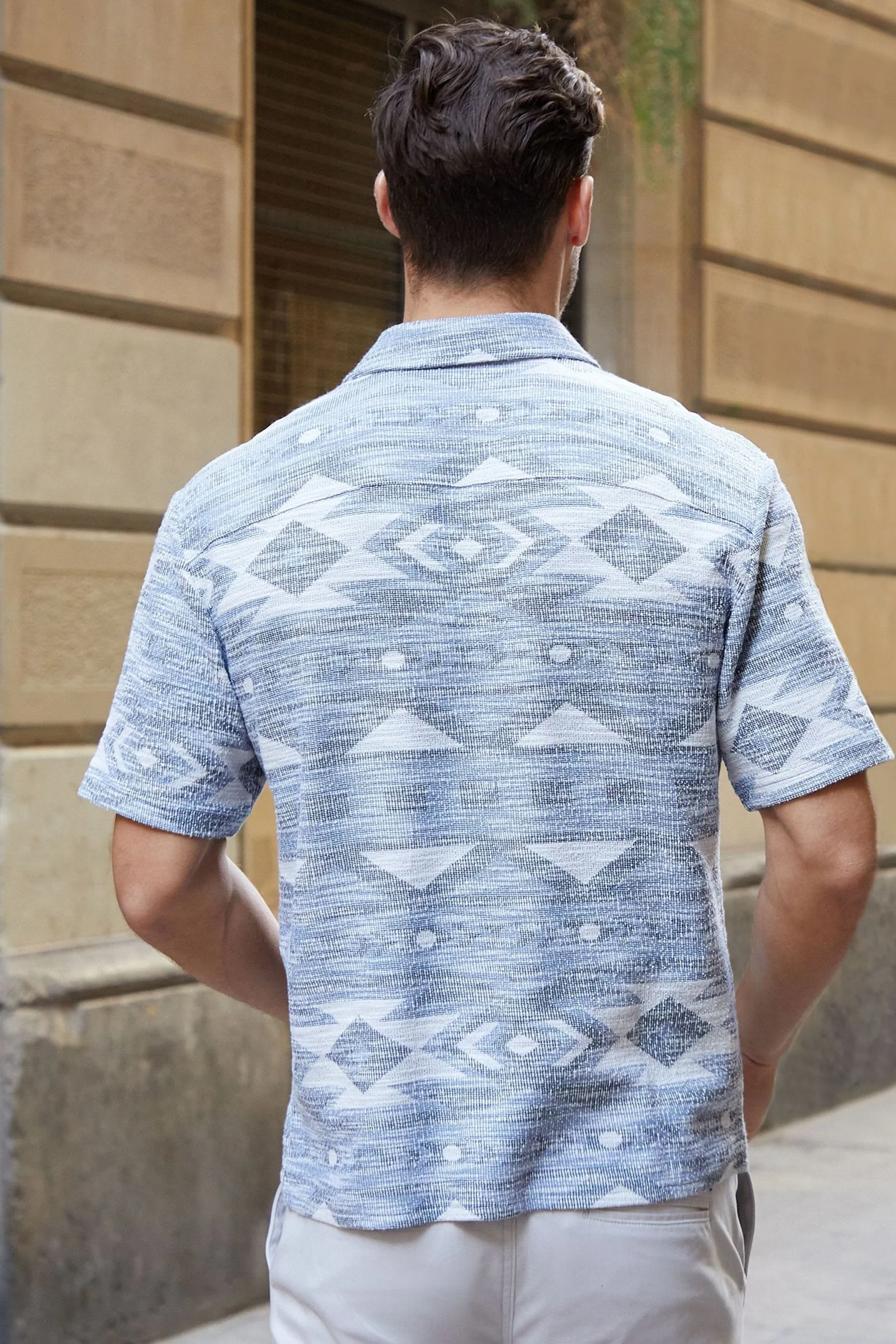 Threadbare - Camicia in Blend a zig zag con rever e colletto a Manica corta rever