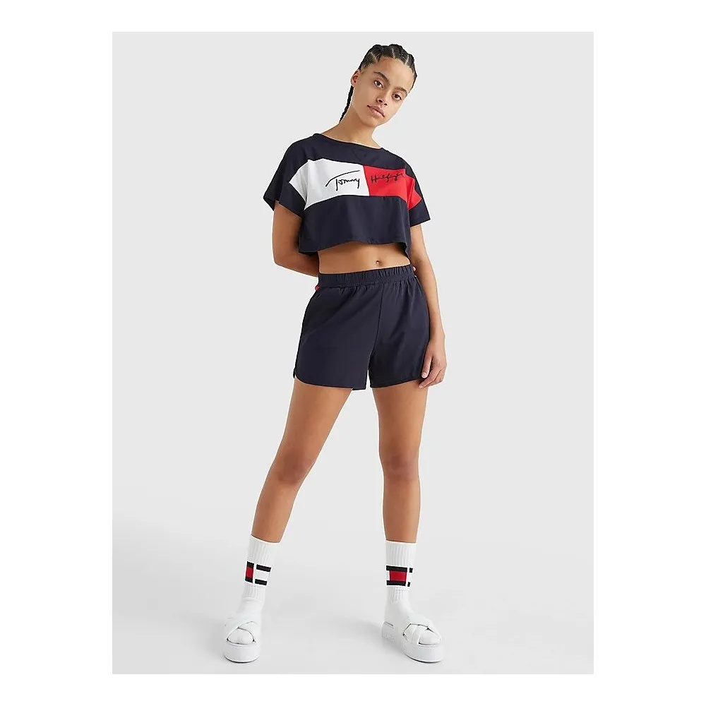 TOMMY HILFIGER - T-SHIRT CROP COLOR BLOCK - UW0UW03467-DW5