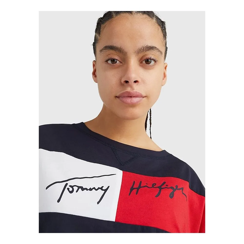 TOMMY HILFIGER - T-SHIRT CROP COLOR BLOCK - UW0UW03467-DW5