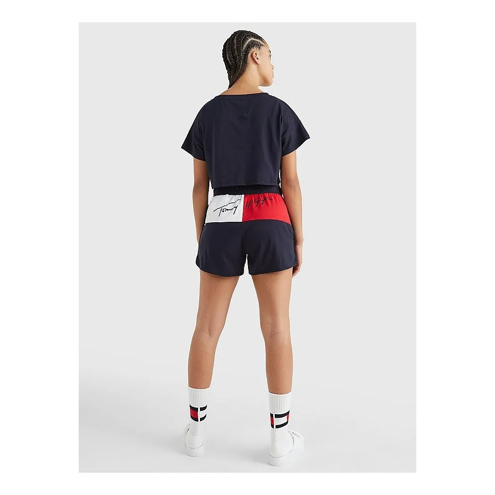 TOMMY HILFIGER - T-SHIRT CROP COLOR BLOCK - UW0UW03467-DW5