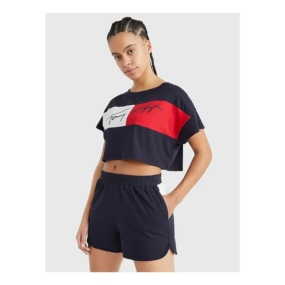 TOMMY HILFIGER - T-SHIRT CROP COLOR BLOCK - UW0UW03467-DW5