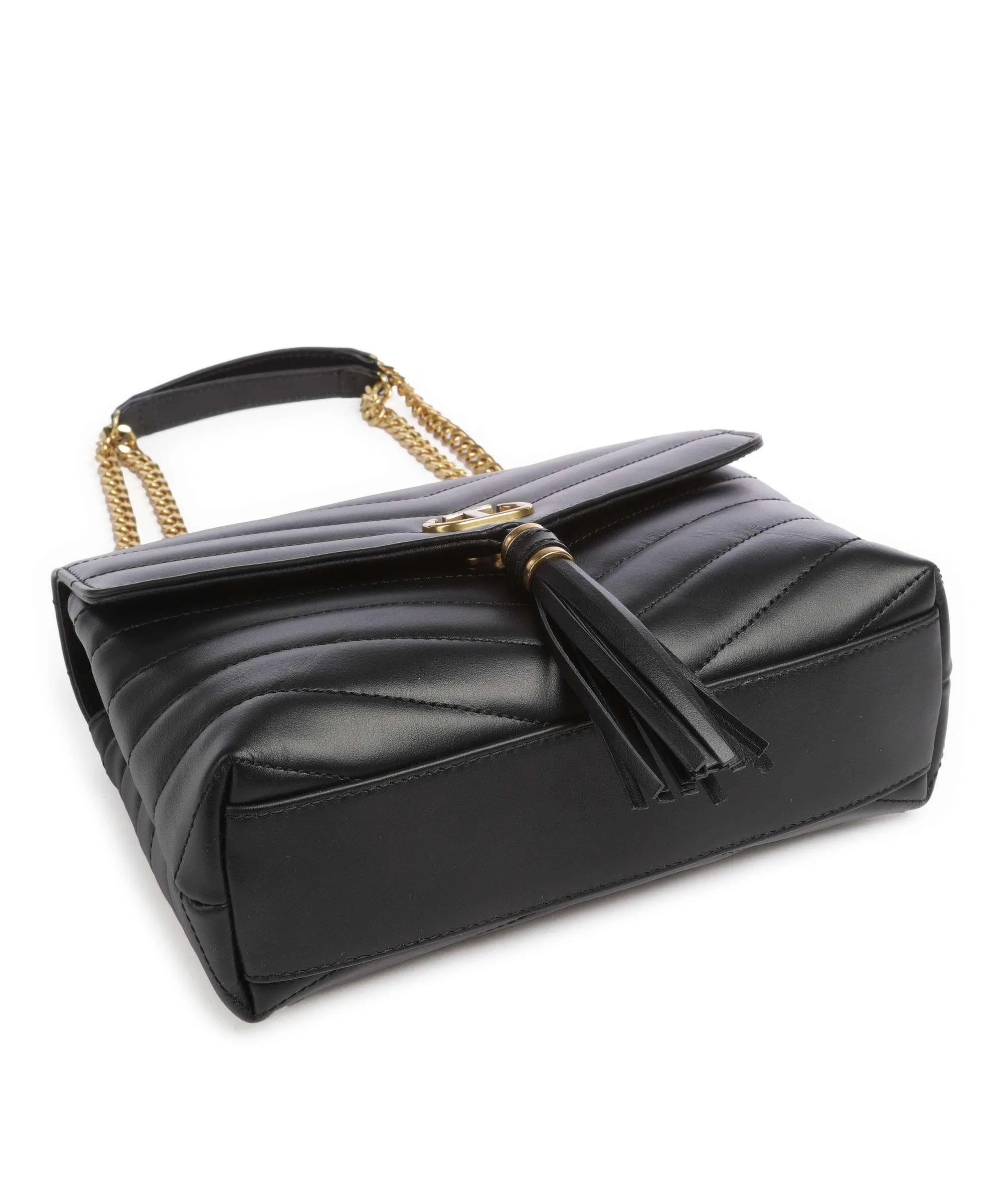  Twinset Dreamy Leather Borsa a spalla pelle a grana fine nero  