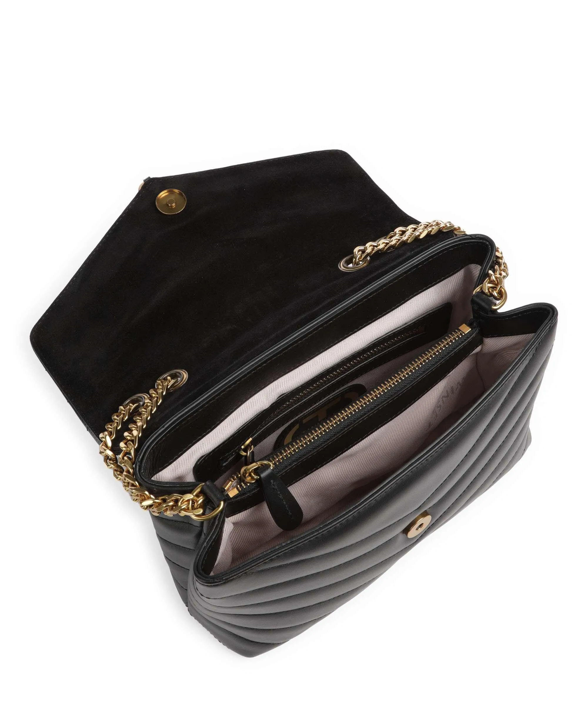  Twinset Dreamy Leather Borsa a spalla pelle a grana fine nero  